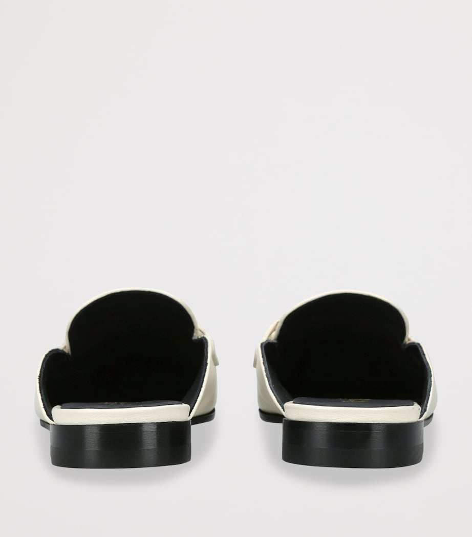 Versace Leather Chain Sabot Mules White Image 2