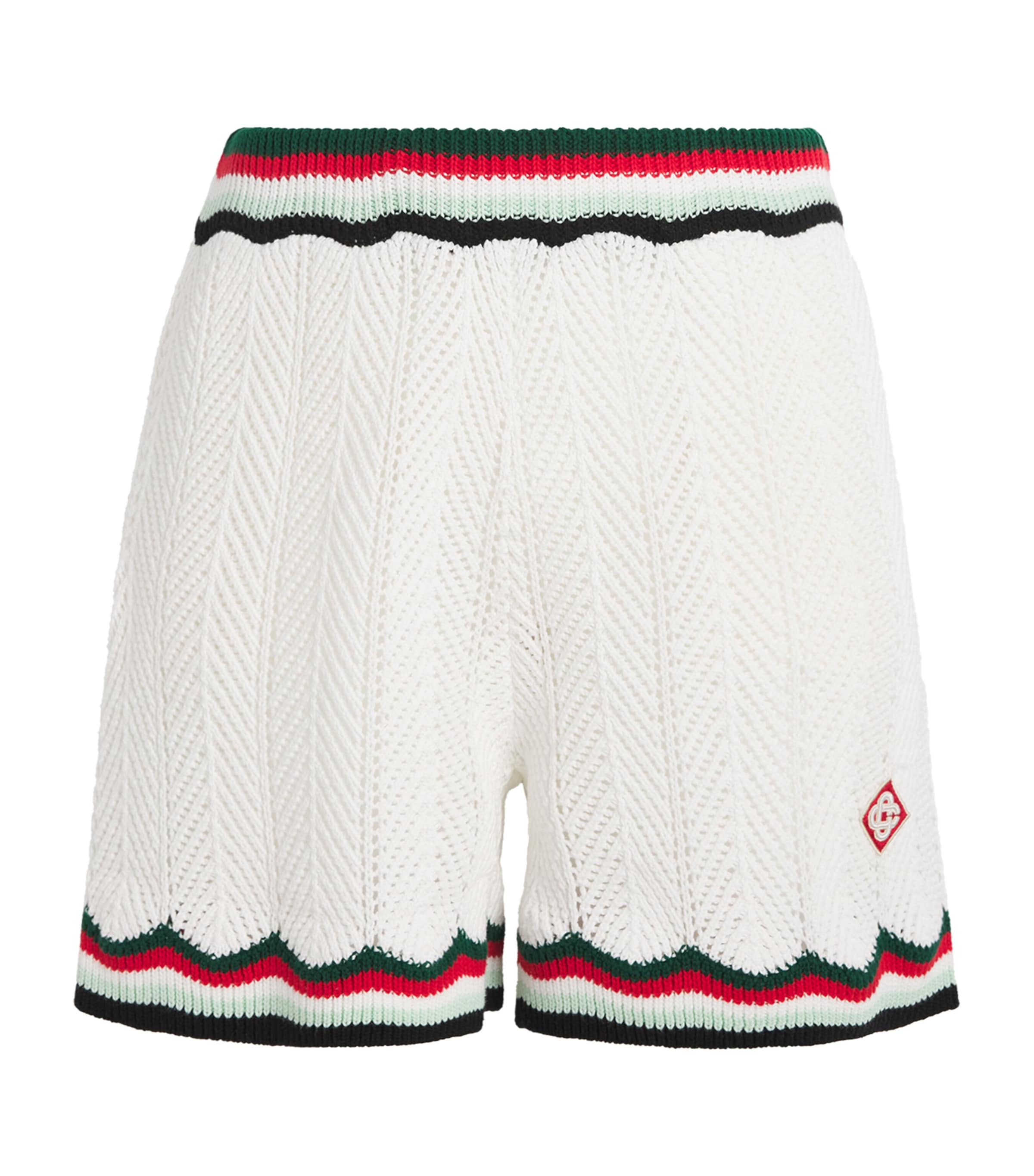 Casablanca Chevron Crochet Bermuda Shorts In White