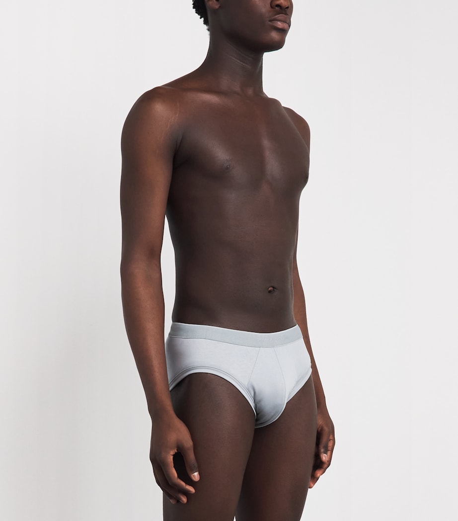 Zimmerli Mens Sea Island Cotton Briefs Grey Blue Image 2