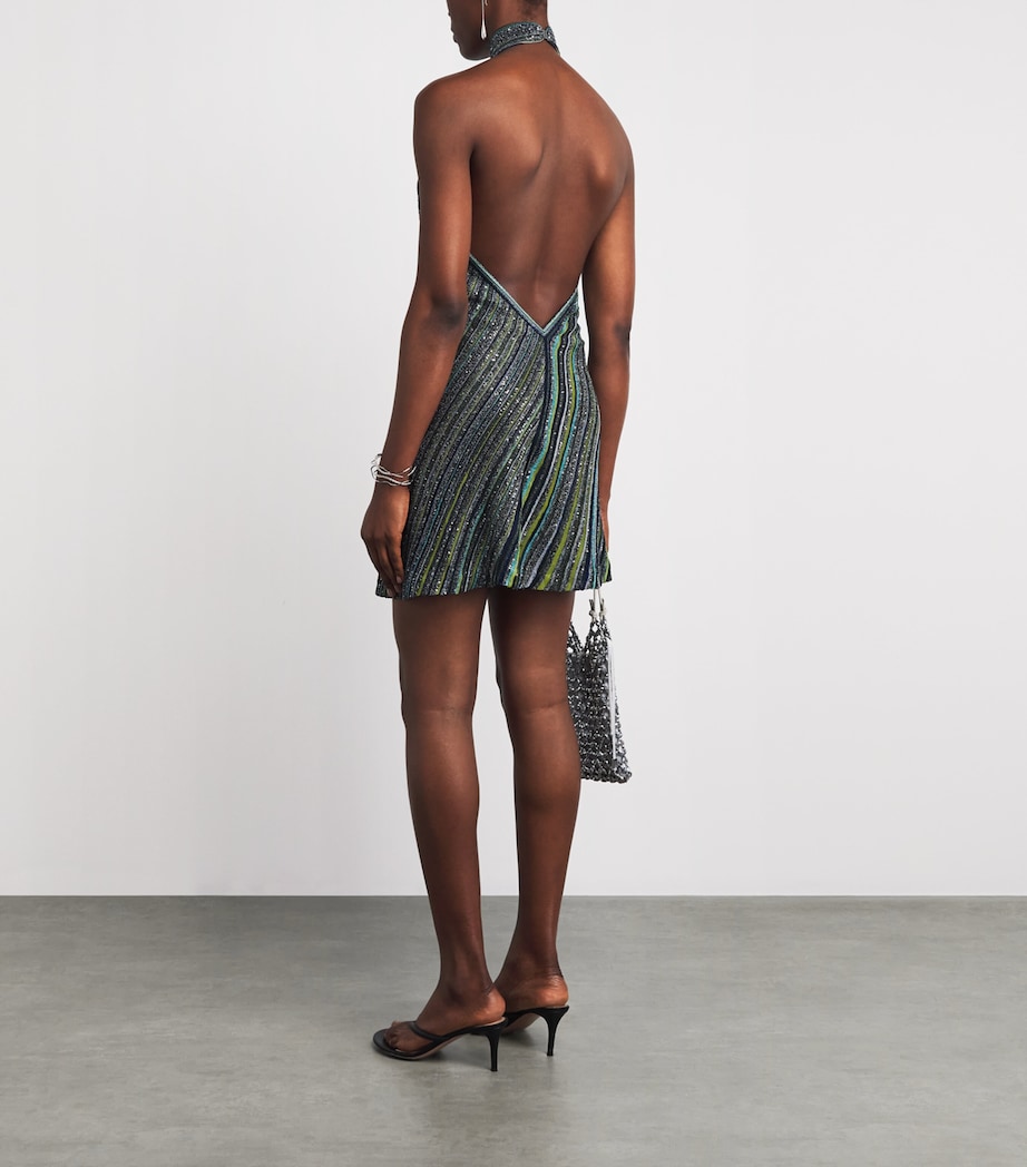 Missoni Womens Stripe Halterneck Mini Dress Green Tones Image 4