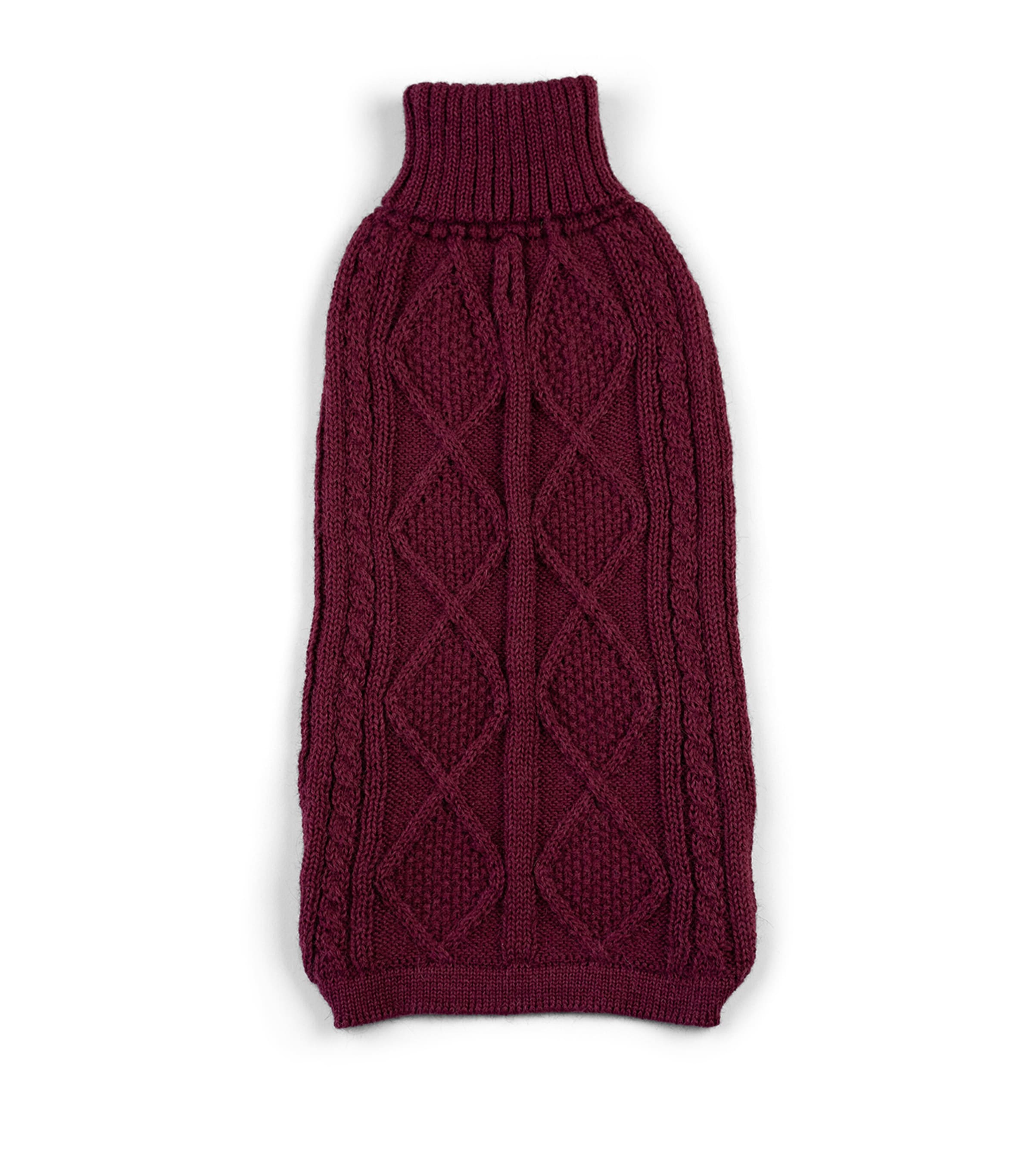 ALQO WASI Alpaca-Blend Aran Knit Dog Sweater (Medium) Red Wine Image 1