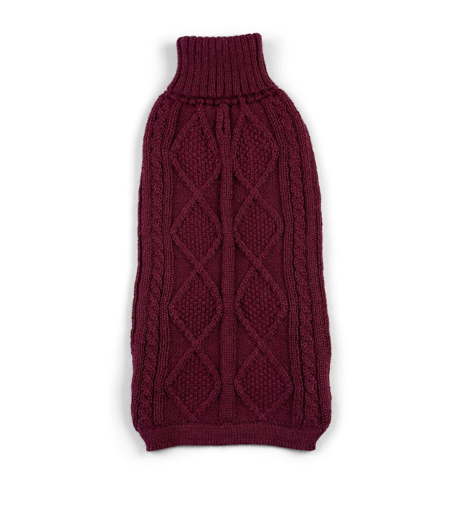 ALQO WASI Alpaca-Blend Aran Knit Dog Sweater (Medium) Red Wine Image 1