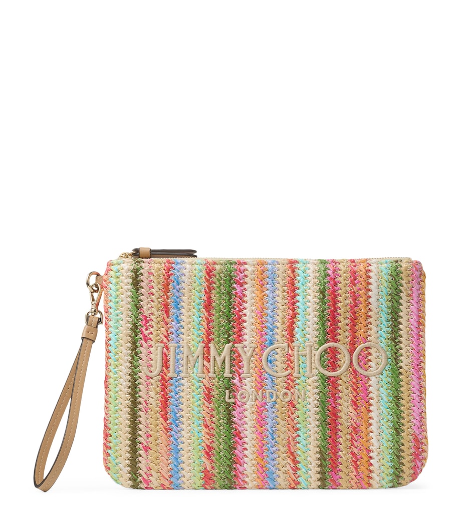 Raffia Striped Zip-Up Pouch MULTI/ECRU/LIGHT GOL Image 1