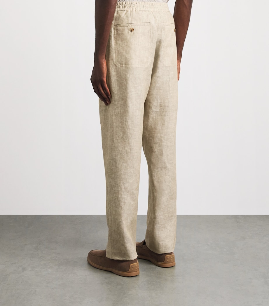 Brett Johnson Mens Linen Drawstring Trousers Sand Image 5