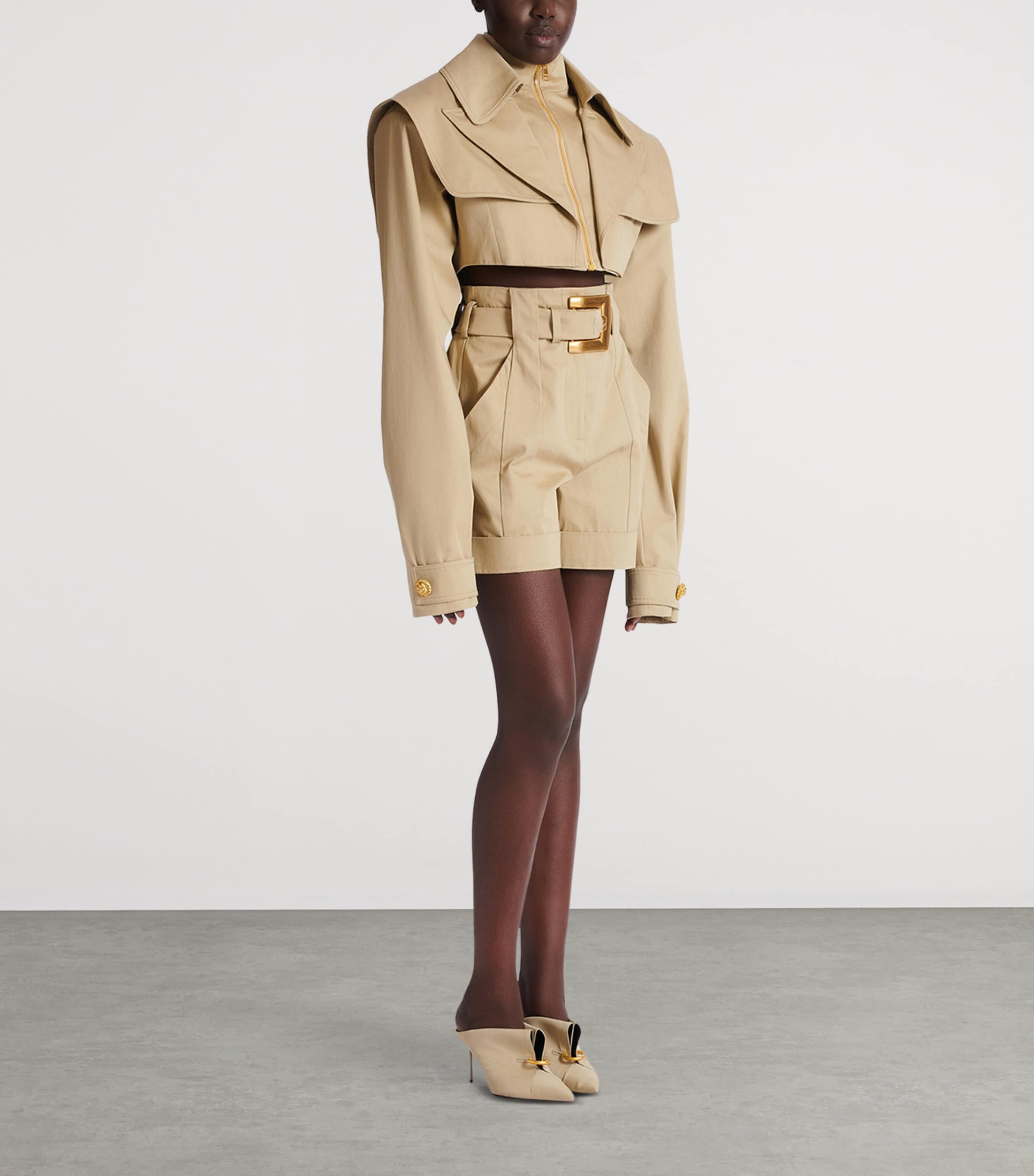 Cotton Cropped Jacket 0AN SABLE Image 2