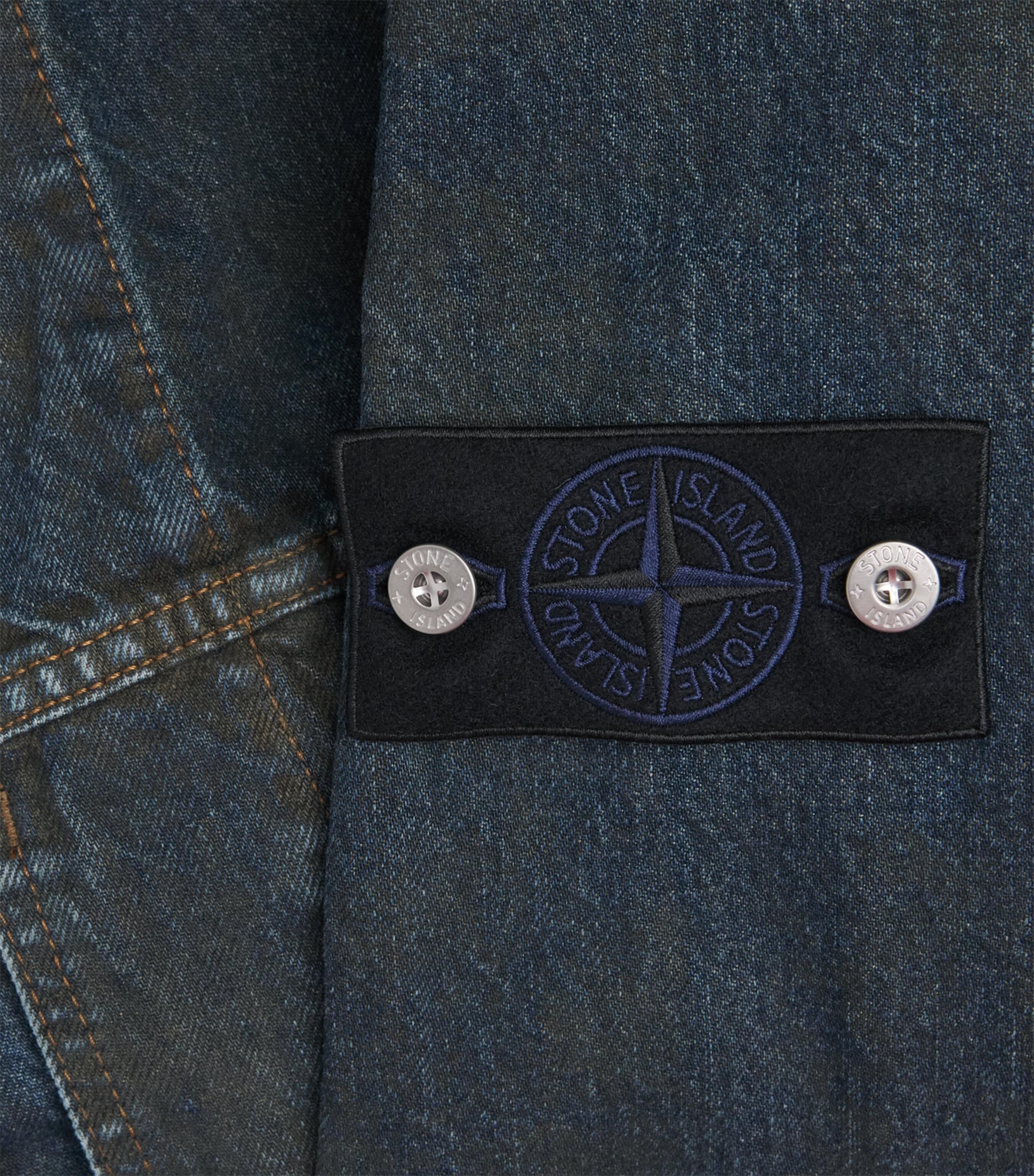 Stone Island Mens Denim Biker Jacket Image 6