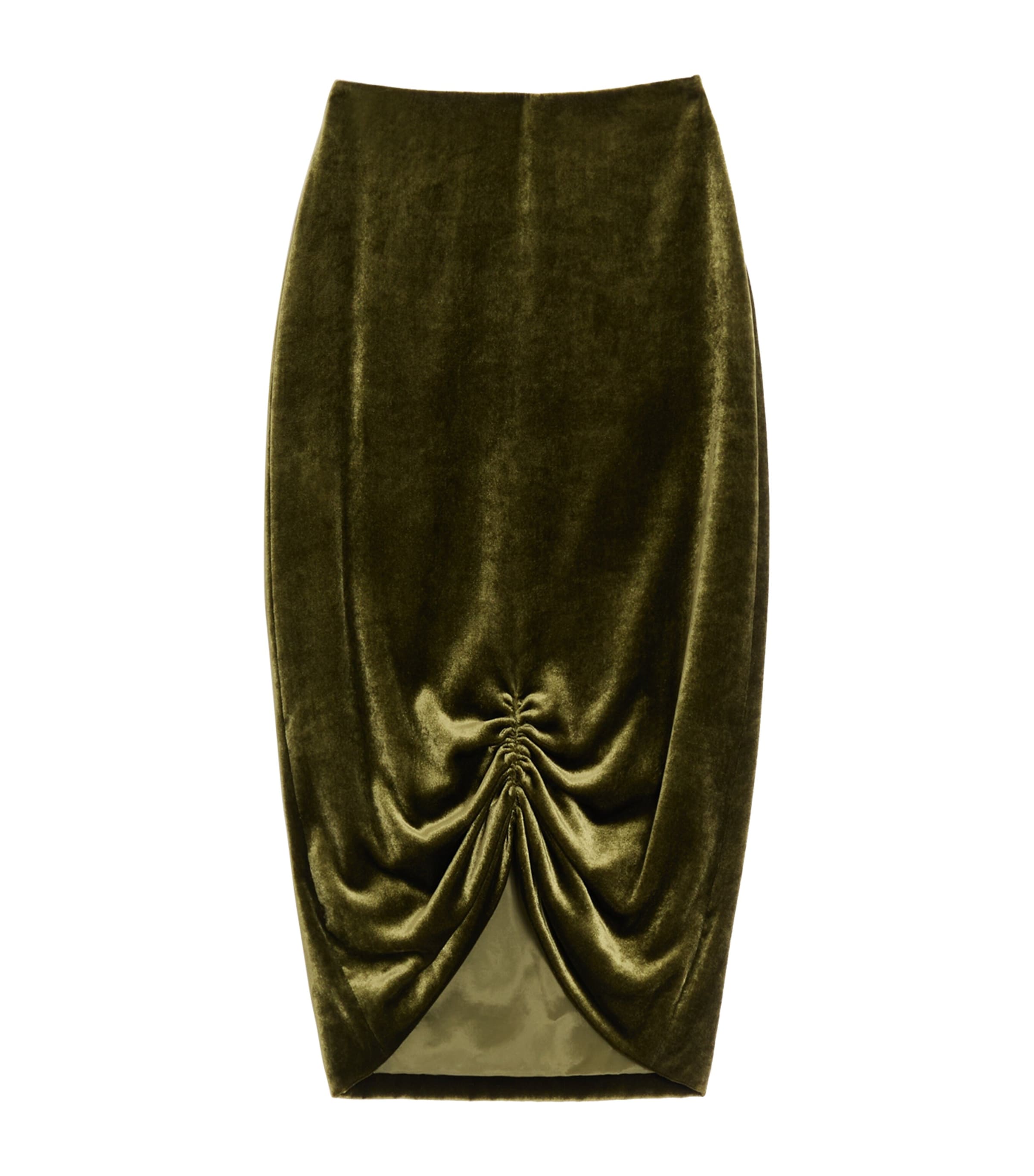 Valentino Velvet Gathered Midi Skirt