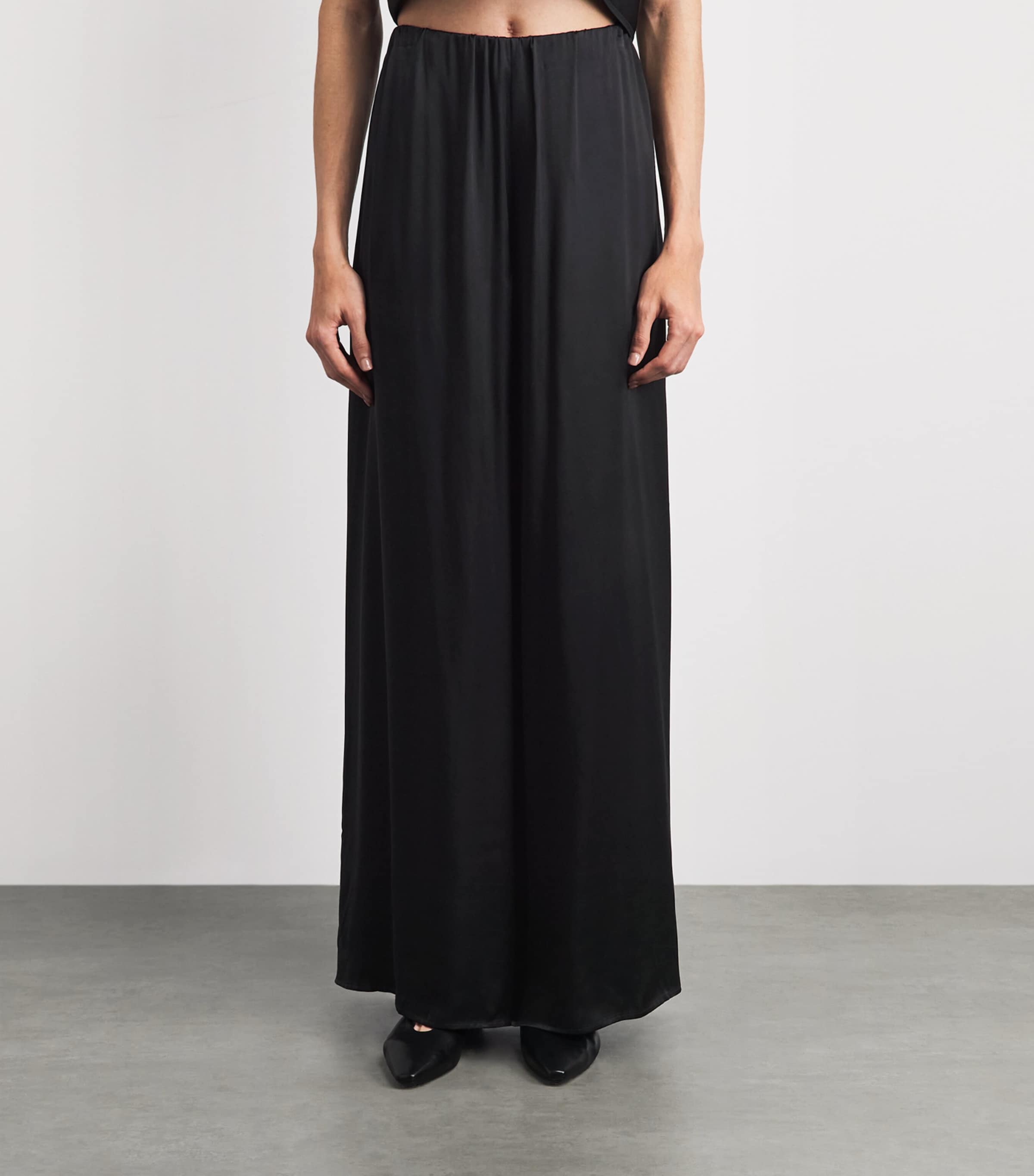 CAMILLA AND MARC Satin Wide-Leg Mirage Trousers Black Dblk Image 4