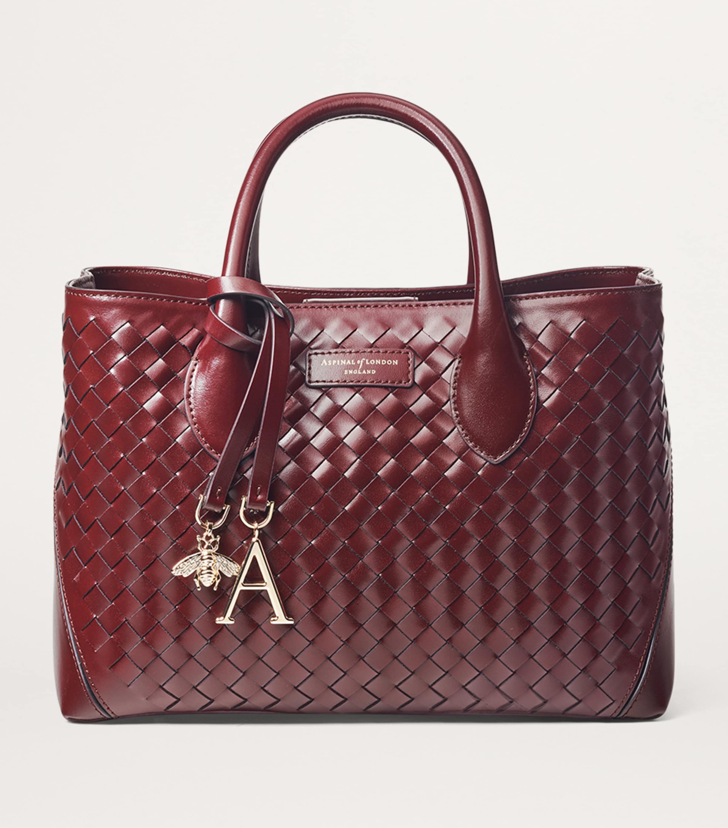 Midi Leather London Tote Bag BURGUNDY Image 3