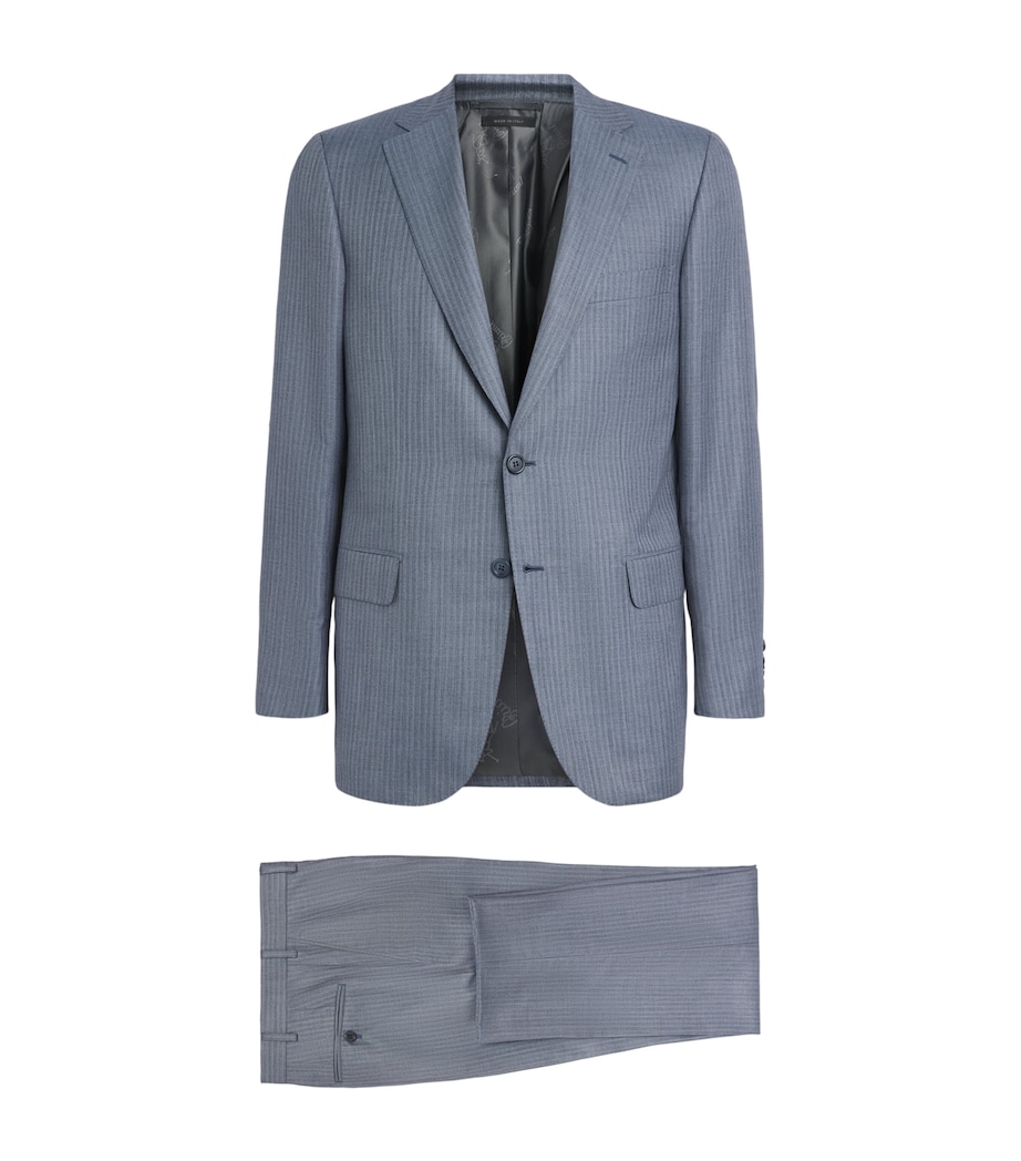 Brioni Mens Cashmere-Silk Stripe Brunico 2-Piece Suit Image 1