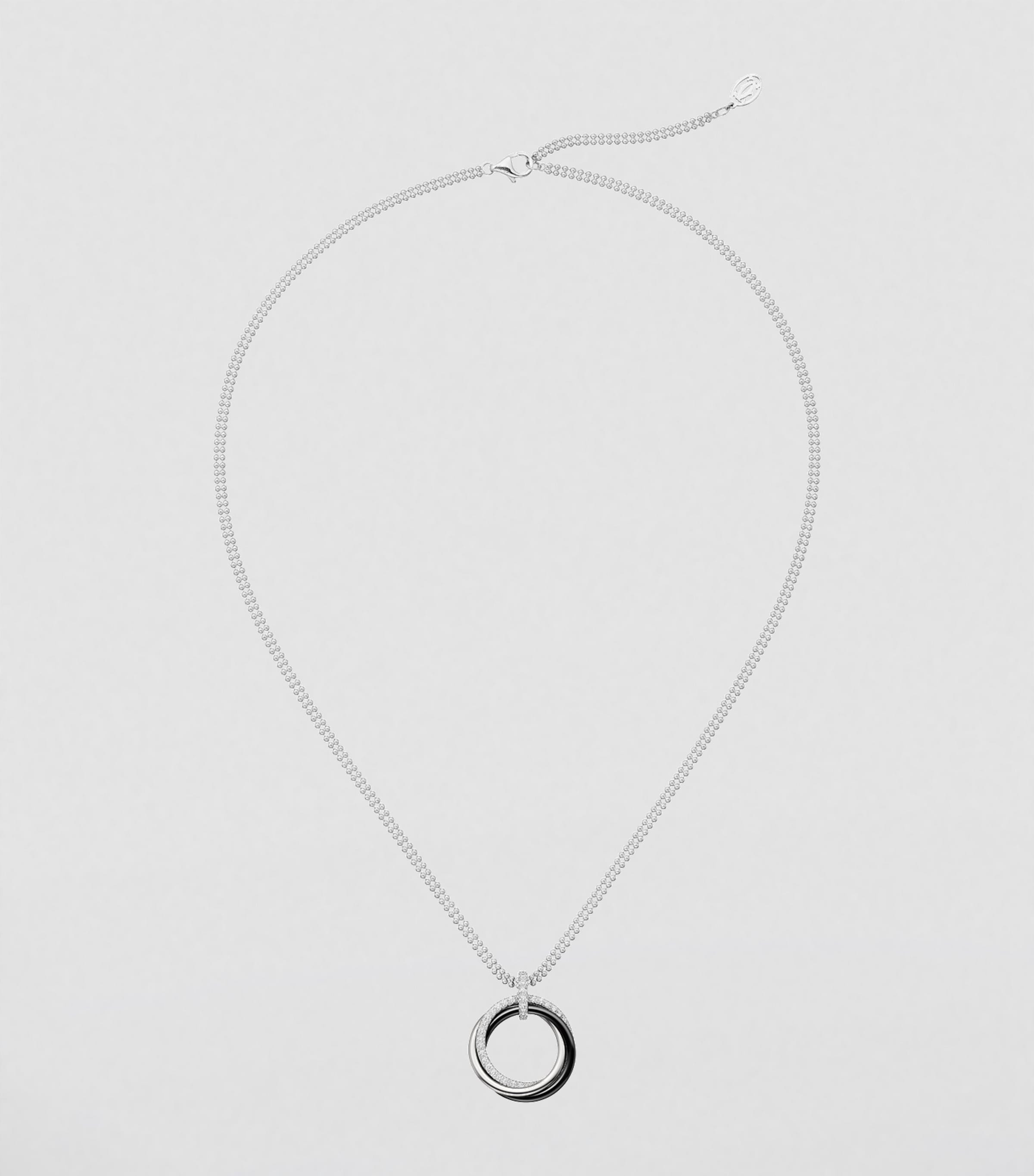 White Gold, Black Ceramic and Diamond Trinity Necklace WHITE GOLD Image 3