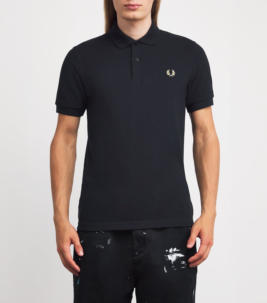Cotton Logo Polo Shirt 157 BLACK/CHAMPAGNE Image 3