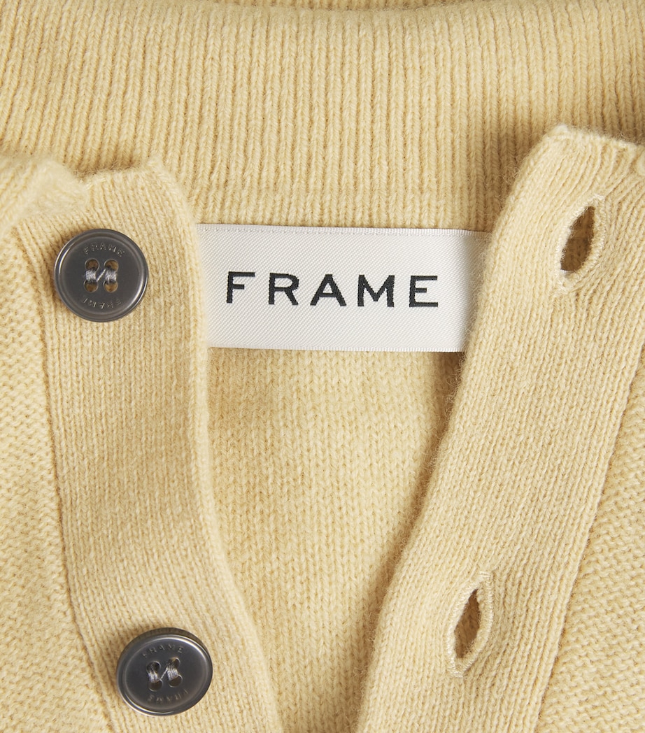 FRAME Mens Boiled-Wool Polo Sweater Oldy Old Yellow Image 6
