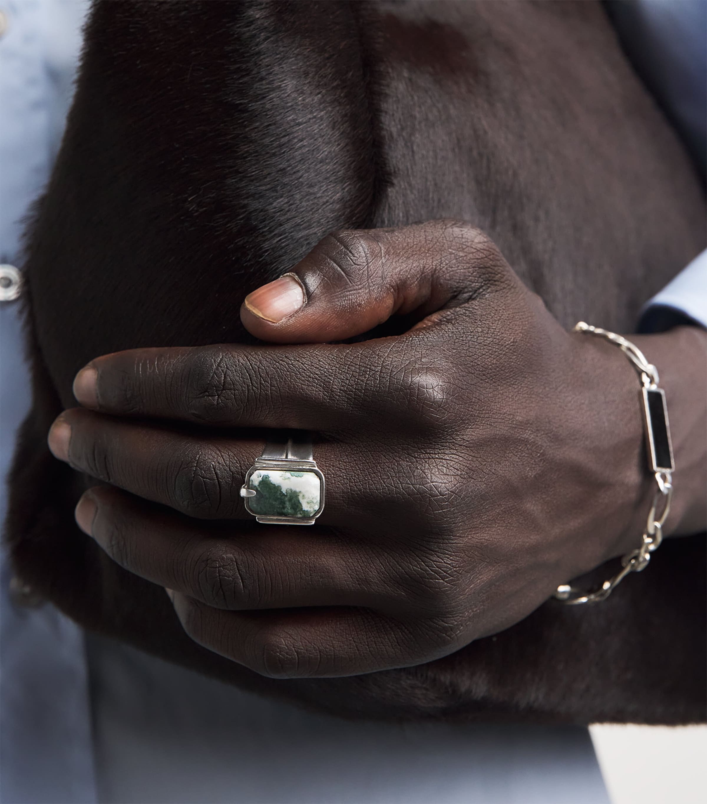 FYR Sterling Silver and Moss Agate Aida Ring Silver Image 2