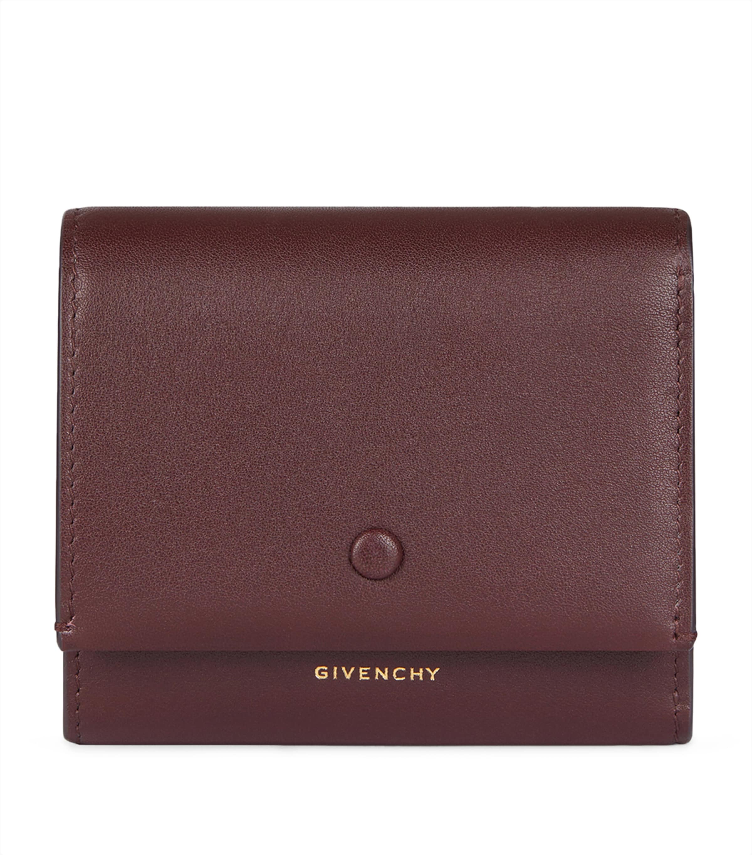 Leather Mini Day Trifold Wallet BURGUNDY Image 1