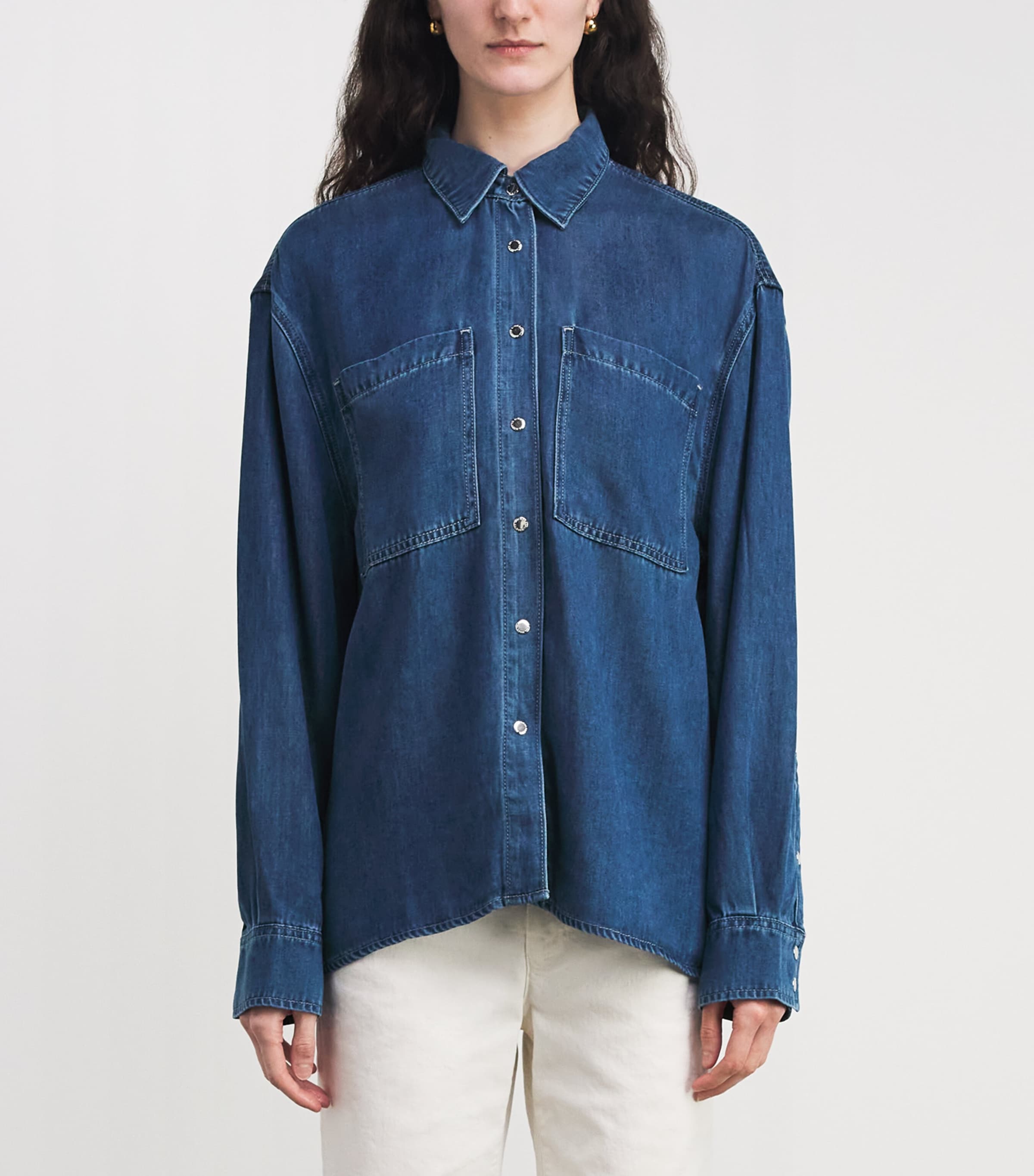 7 For All Mankind Womens Denim Shirt Boreal Image 4