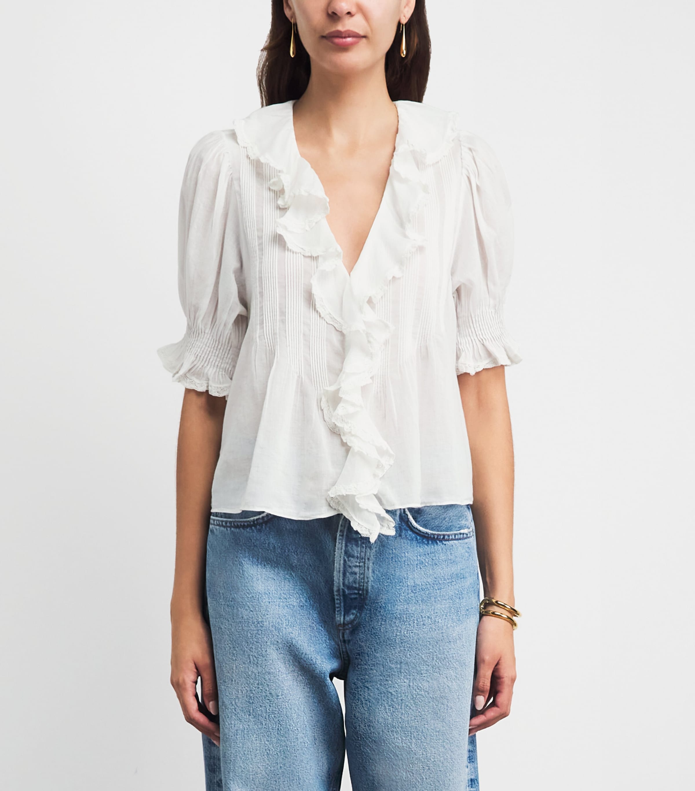 DÔEN Womens Organic Cotton Henri Blouse Salt Image 4