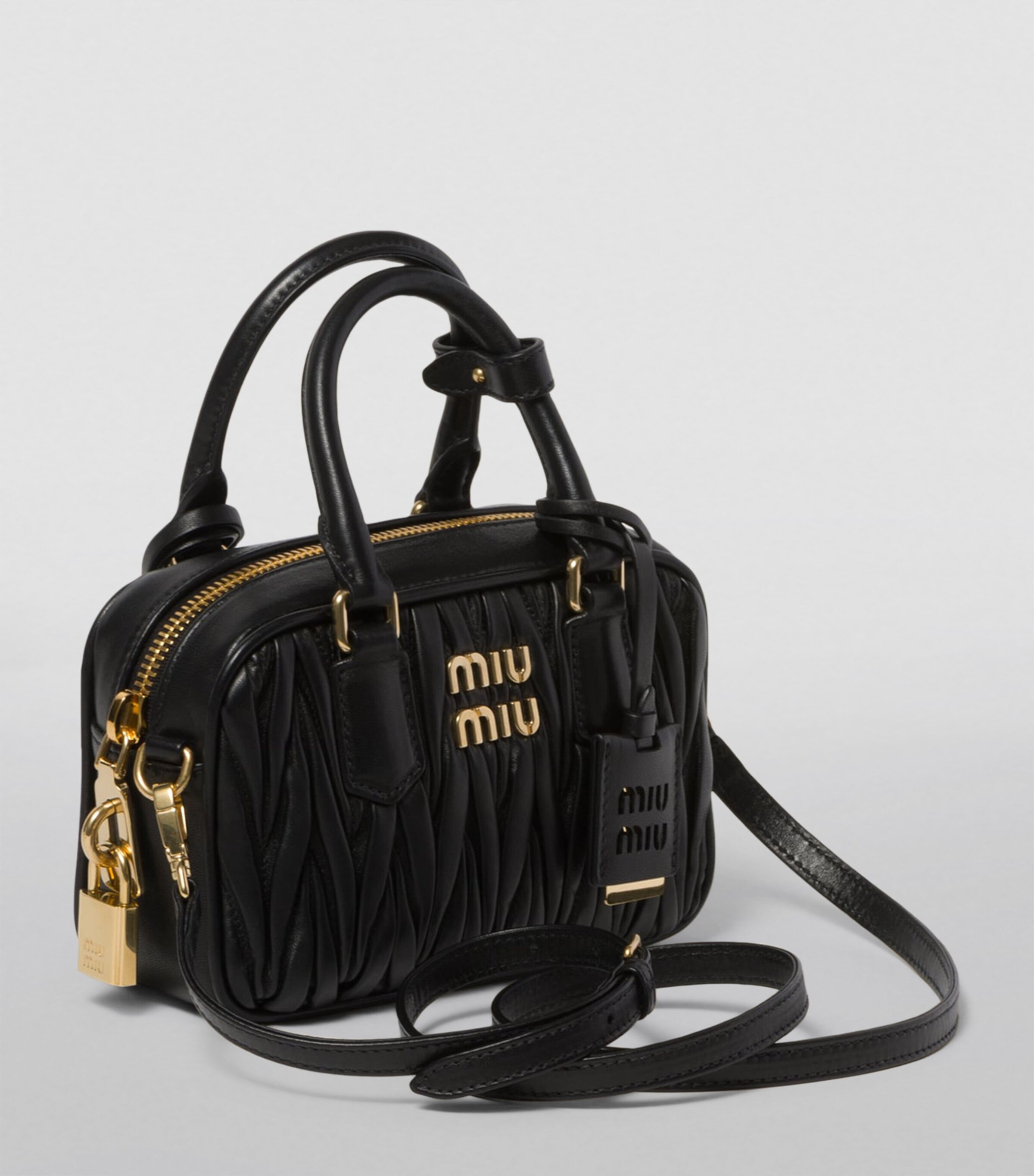 Small Leather Matelassé Arcadie Top-Handle Bag F0002 Image 2