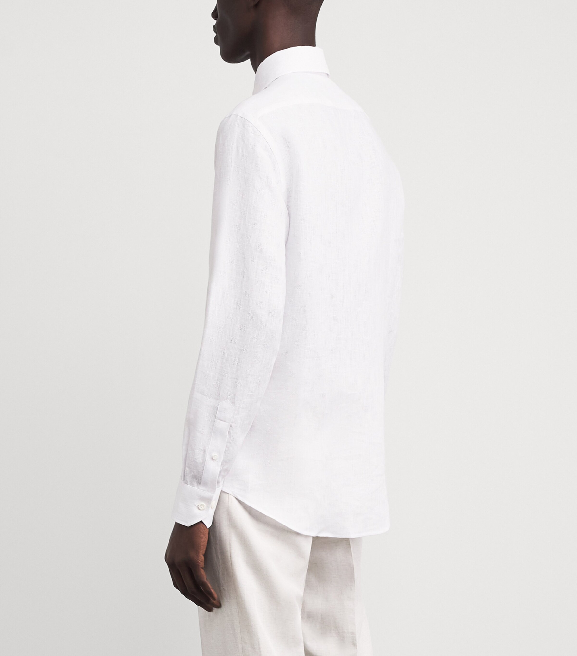 Pal Zileri Mens Linen Jacquard Shirt White Image 5