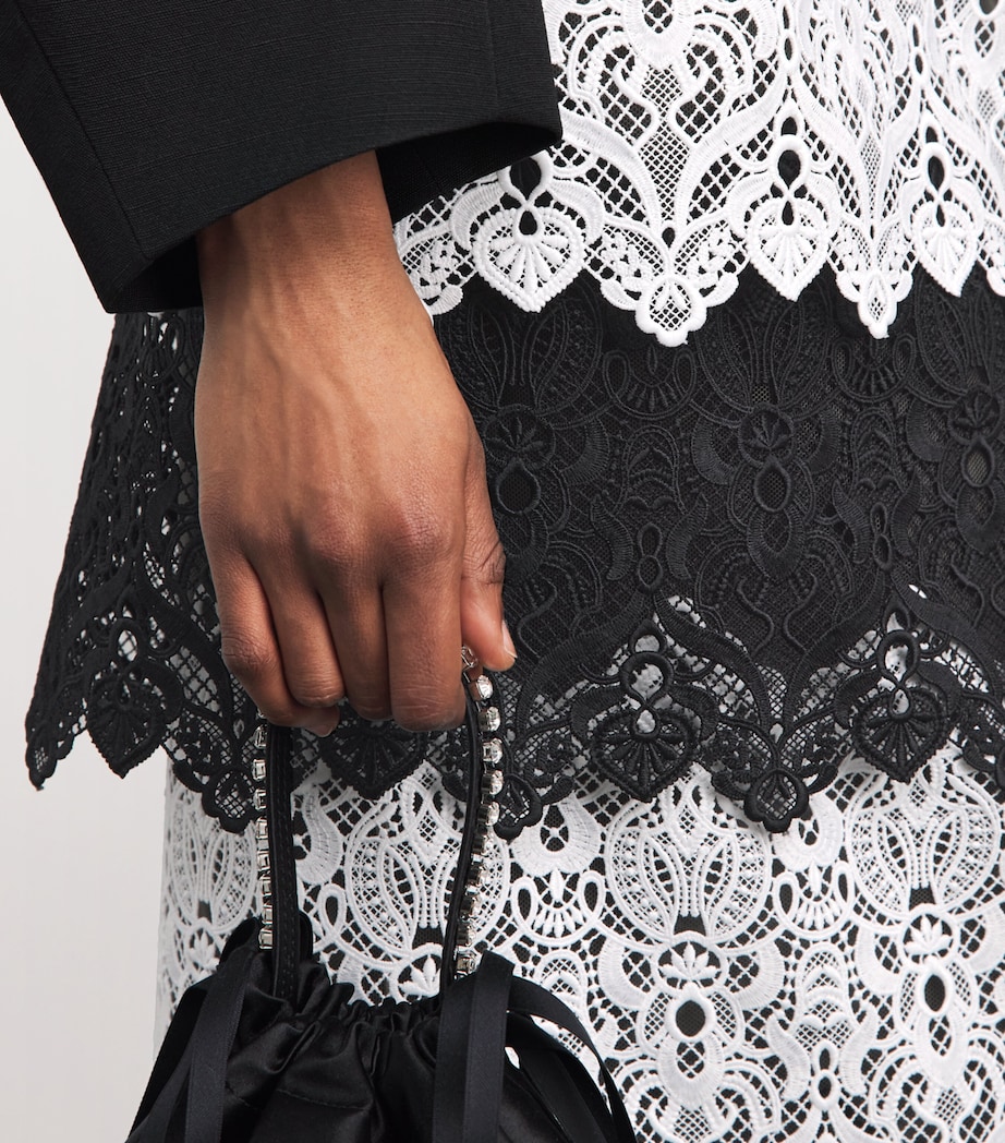 Carolina Herrera Womens Lace Midi Skirt Black/white Image 3
