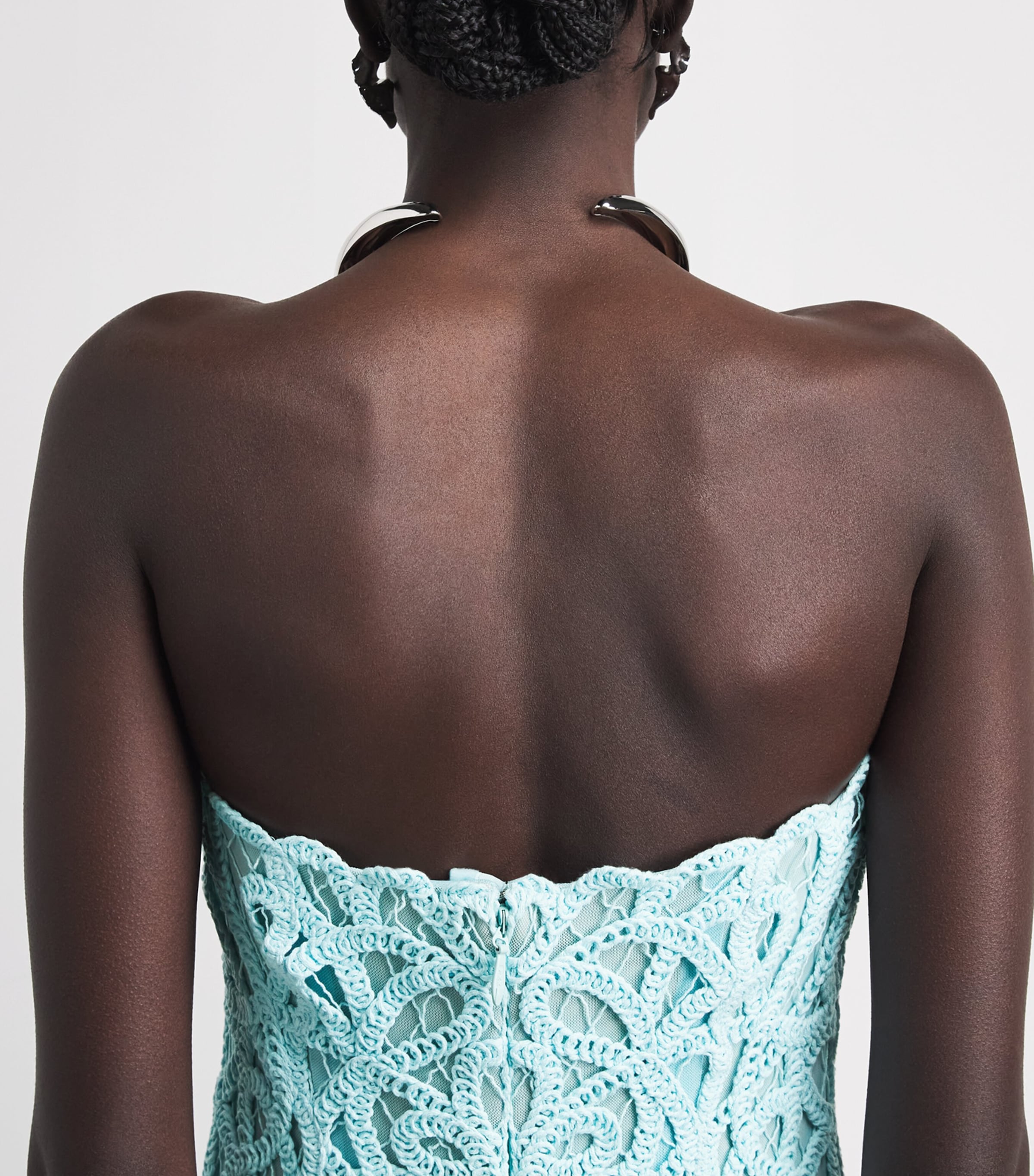Simkhai Womens Lace Clairis Midi Dress Pool Image 3