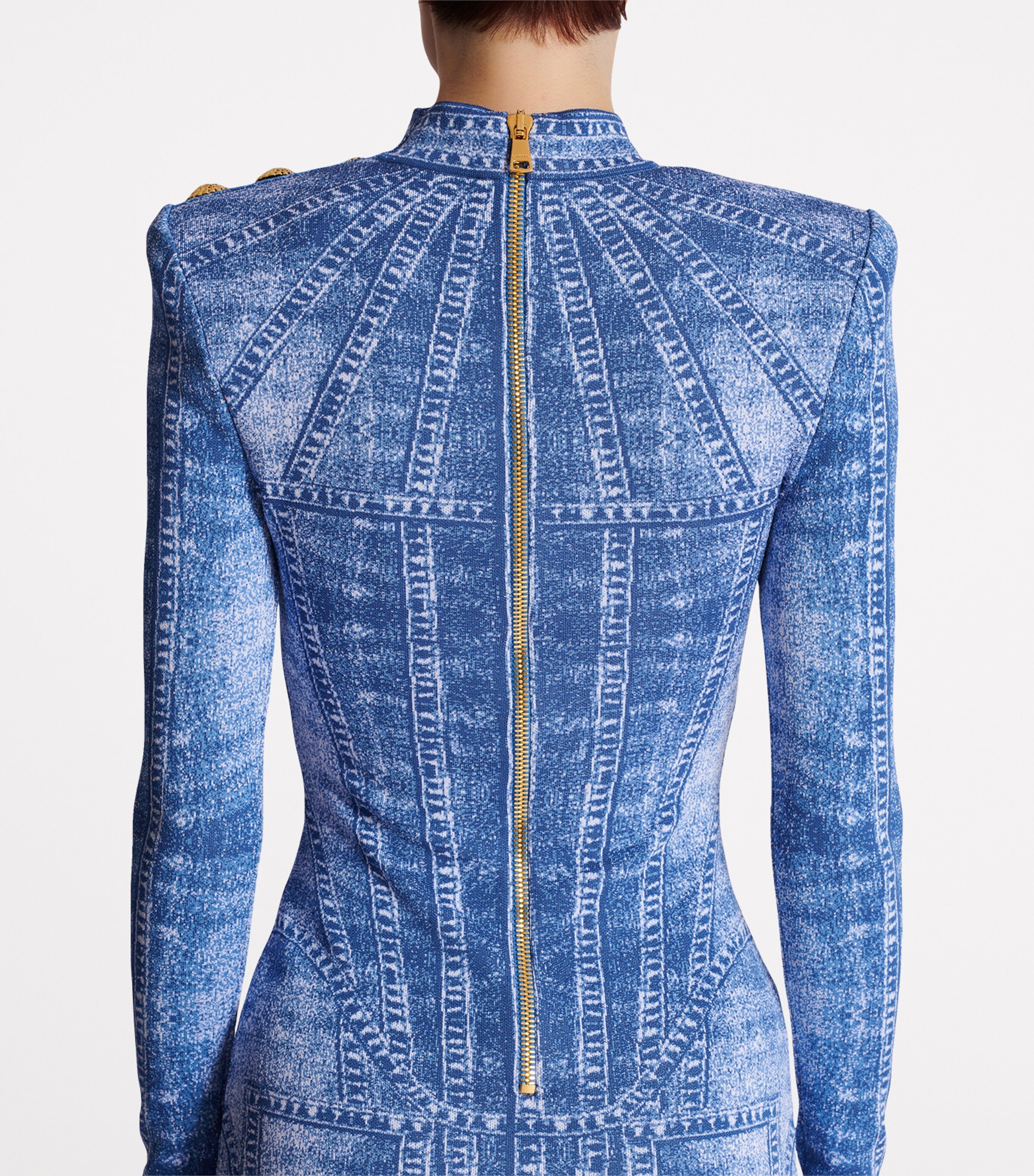 Jacquard Denim-Effect Mini Dress 6FF BLEU JEAN Image 4