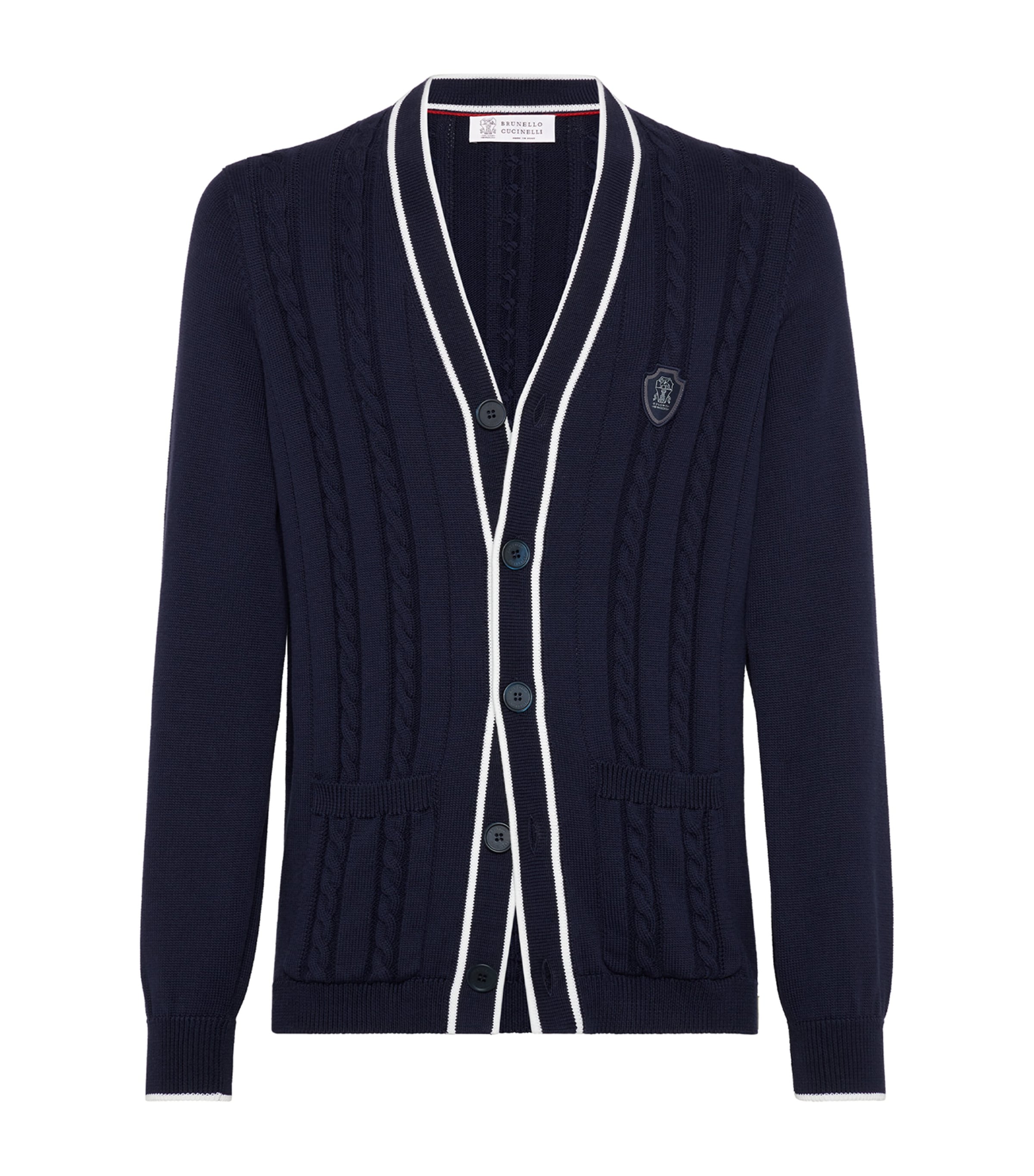 Brunello Cucinelli Cotton Cable-knit Cardigan In Blue