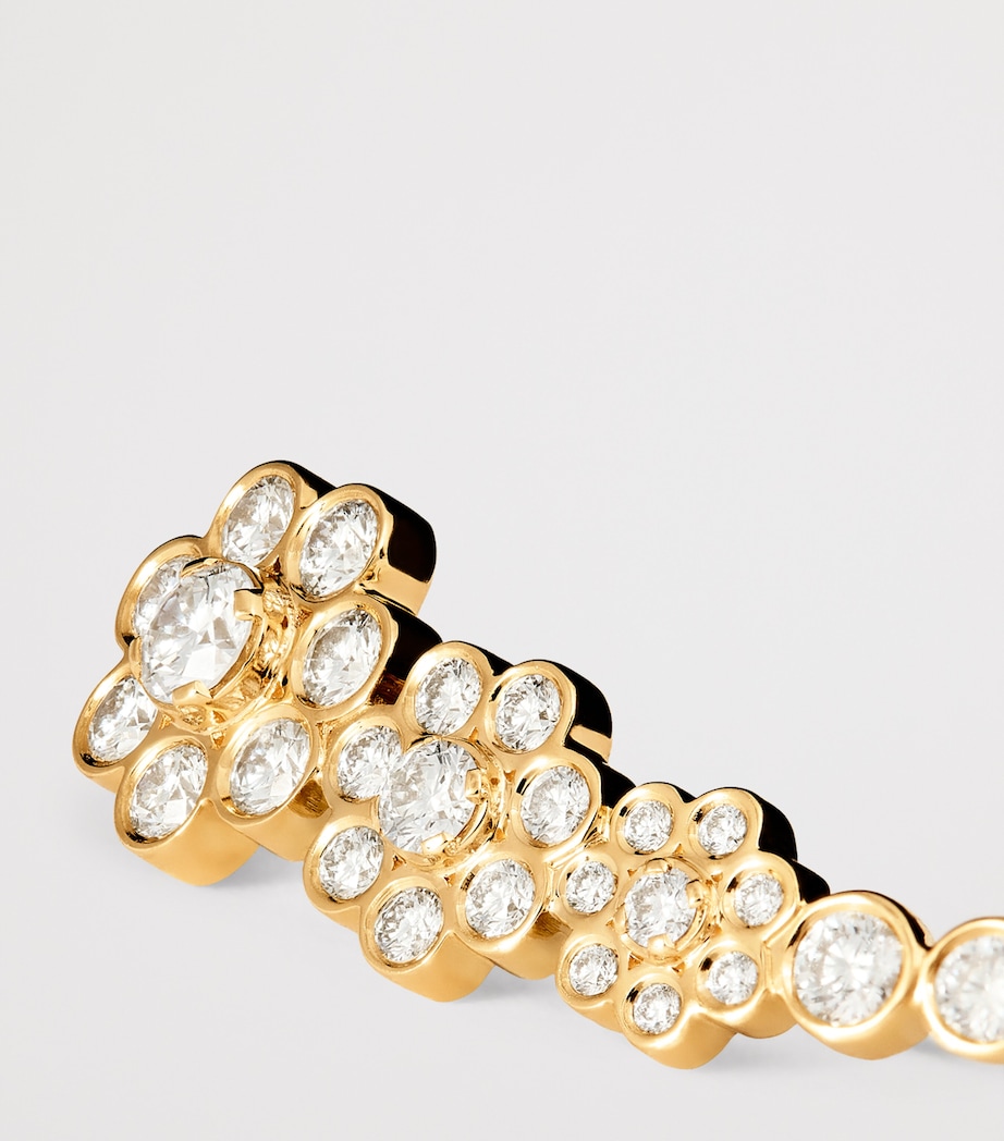 Yellow Gold and Diamond Right Croissant Fleur Single Earring YELLOW GOLD Image 5