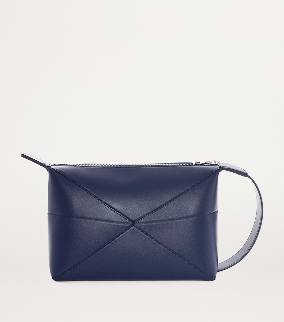LOEWE Leather Puzzle Fold Wash Bag Abyss Blue Image 4