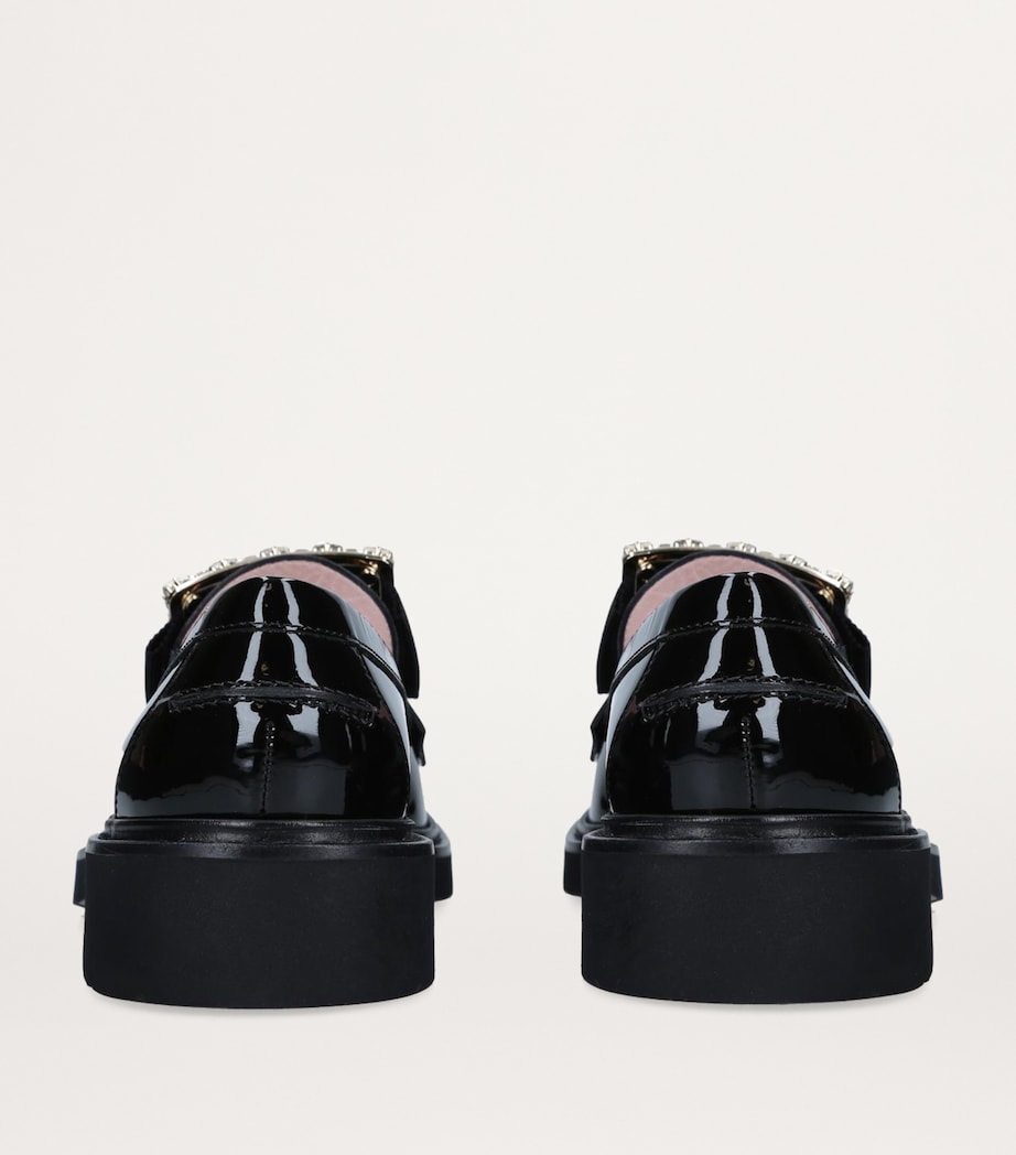 Patent Viv' Ranger Strass Buckle Loafers BLACK Image 3