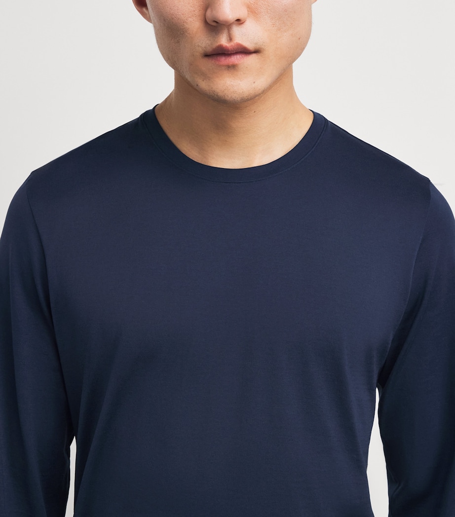 Hanro Mens Cotton Night & Day T-Shirt Deep Navy Image 3