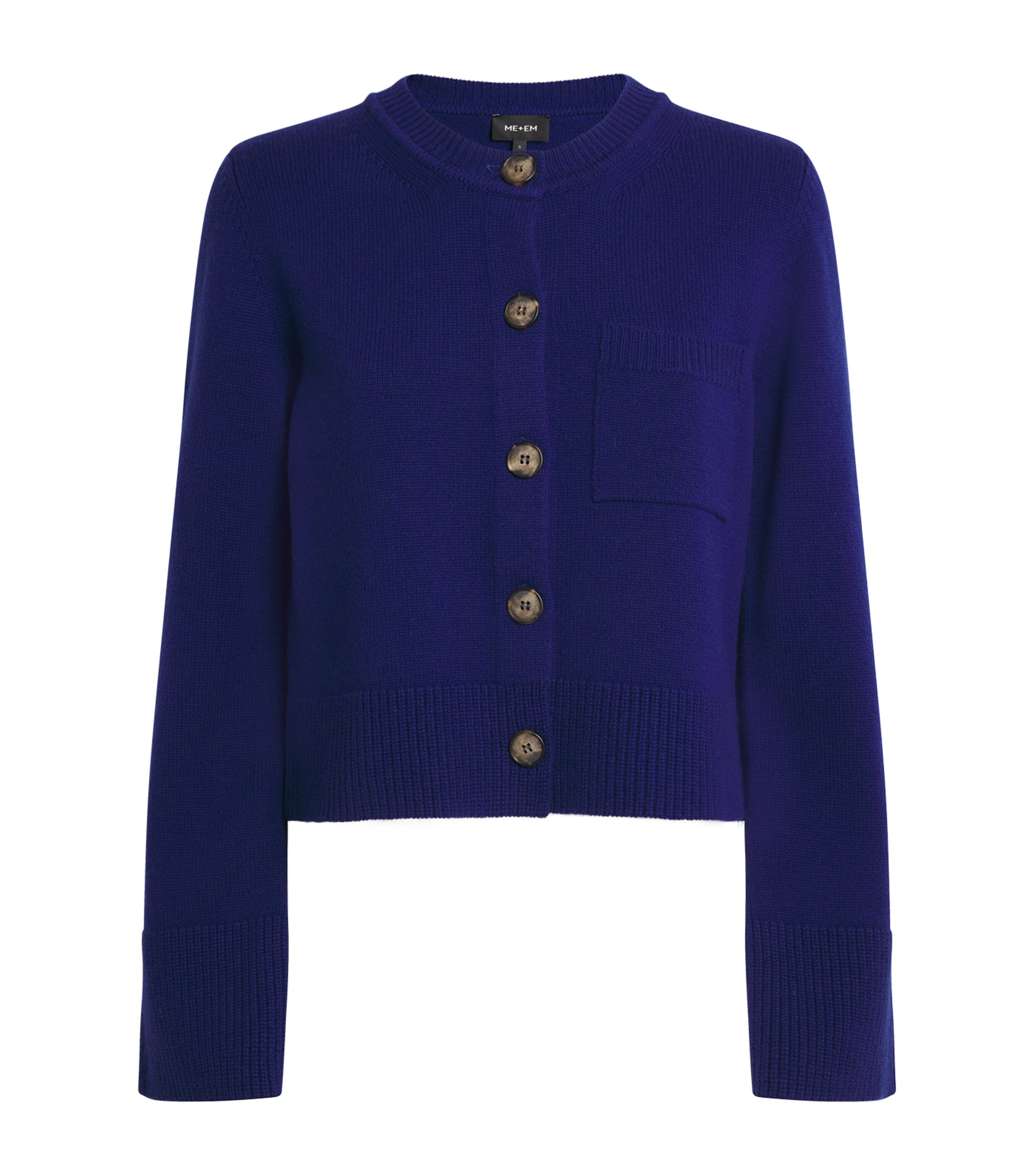 Me+em Merino Wool-cashmere Cardigan In Blue