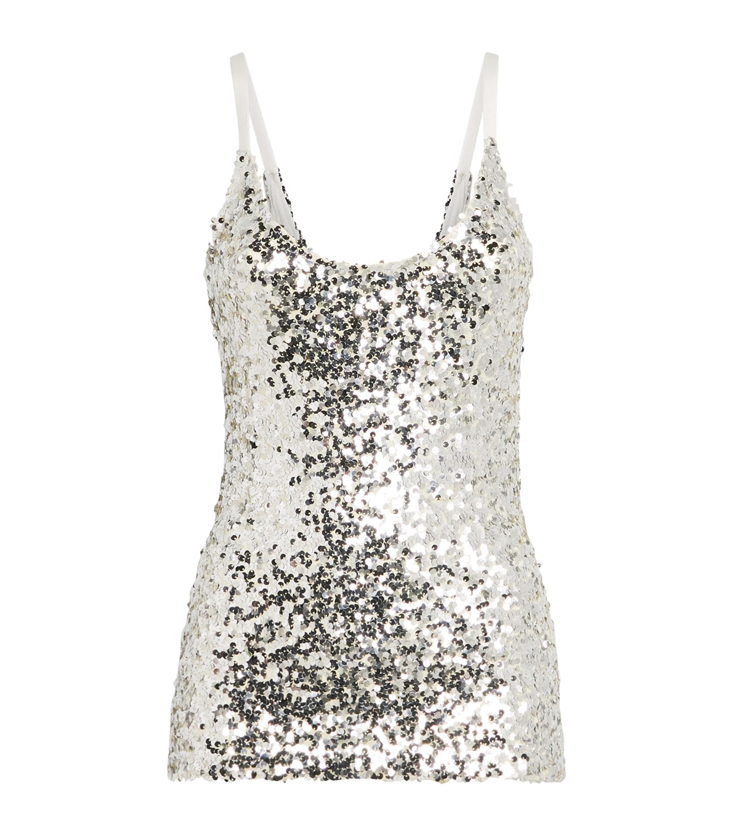 Edeline Lee Sequin Danae Top In Silver