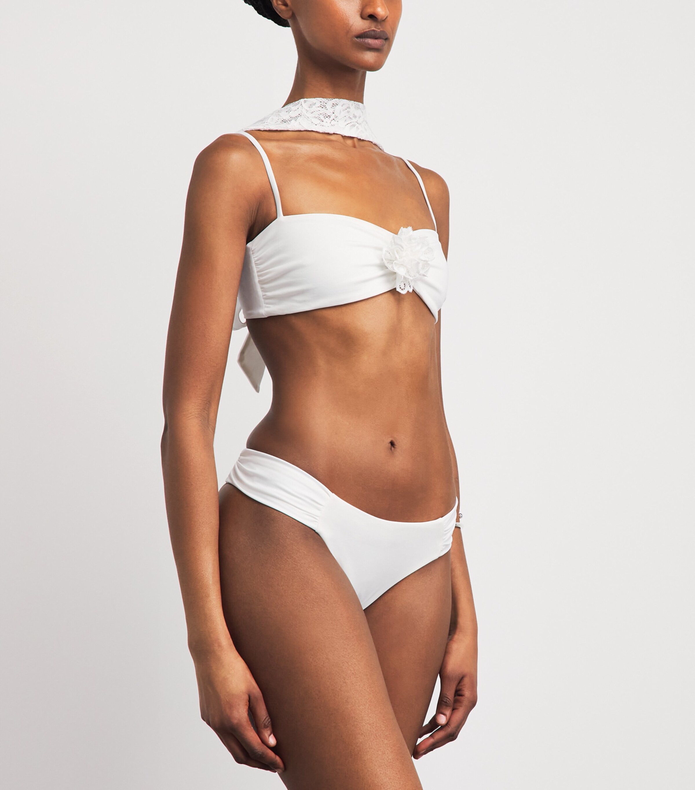 AWAY THAT DAY Womens Barbuda Bikini Top with Lace Scarf Bridal White Image 3