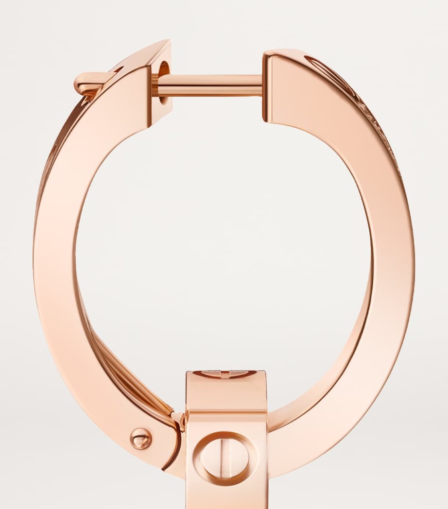 Rose Gold and Diamond LOVE Double Hoop Earrings ROSE GOLD Image 5
