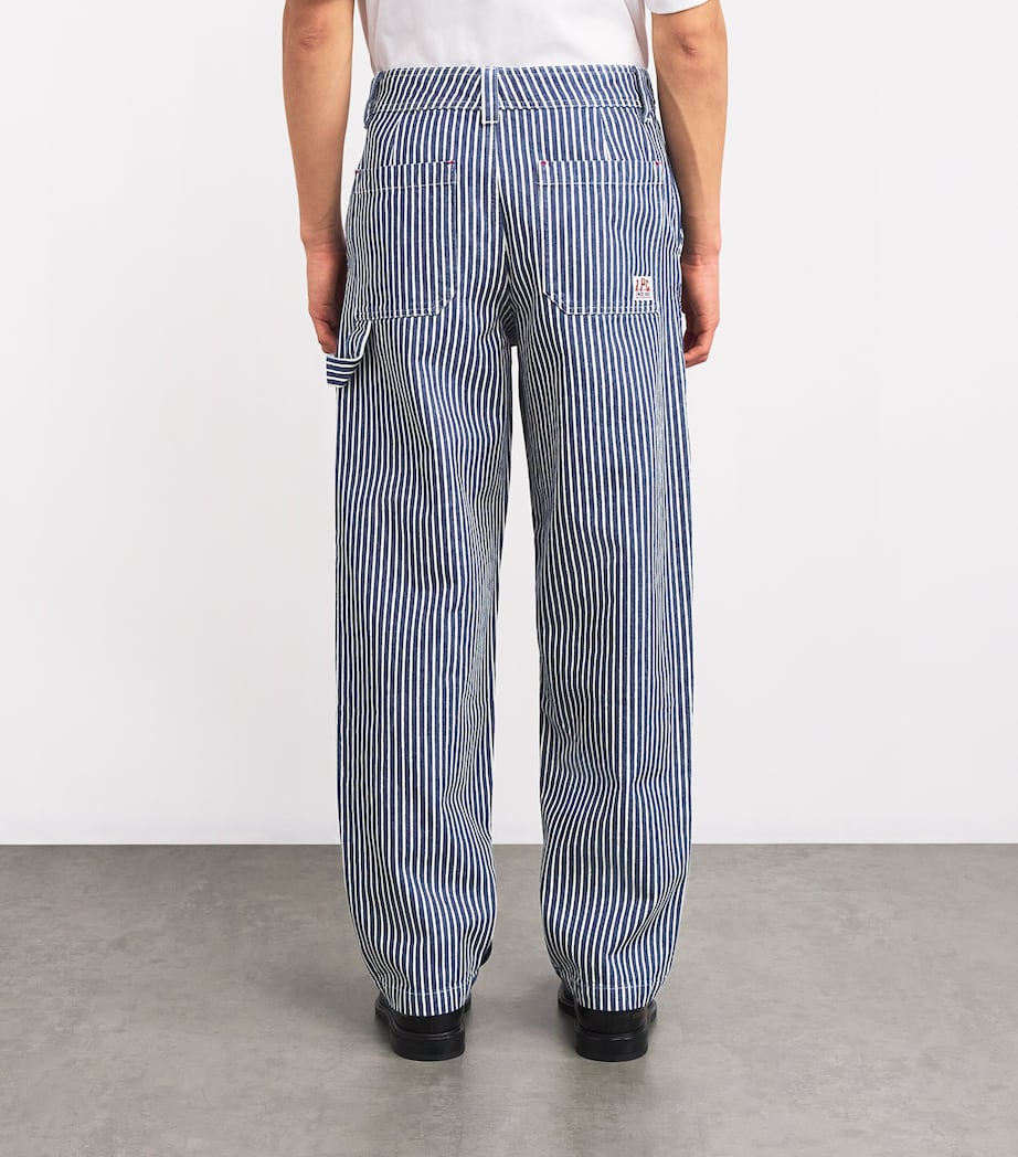 A.P.C. Mens Cotton Stripe Carpenter Jeans Tic Blue/white Image 4