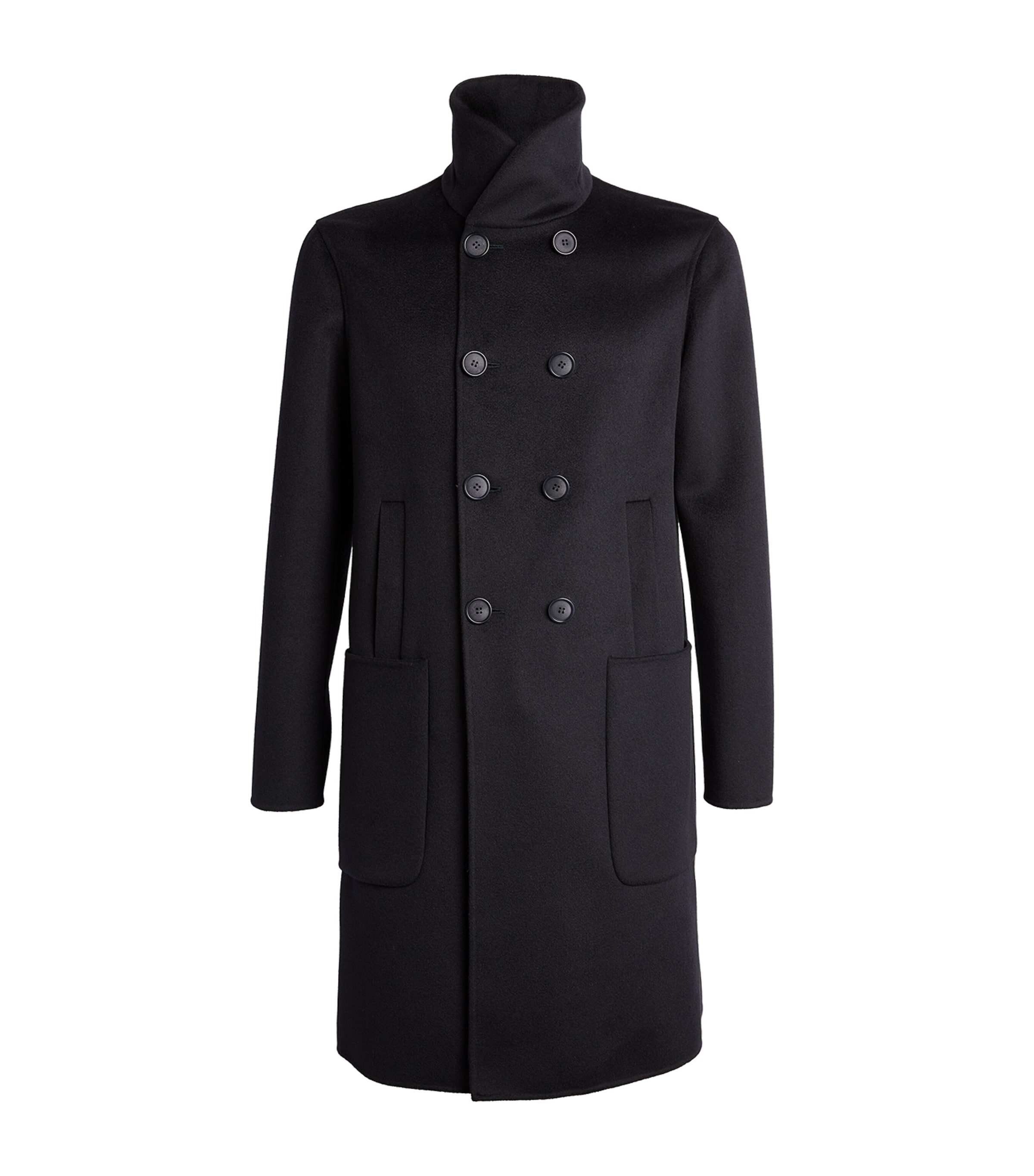 Giorgio Armani Cashmere Double-breasted Coat In Blue