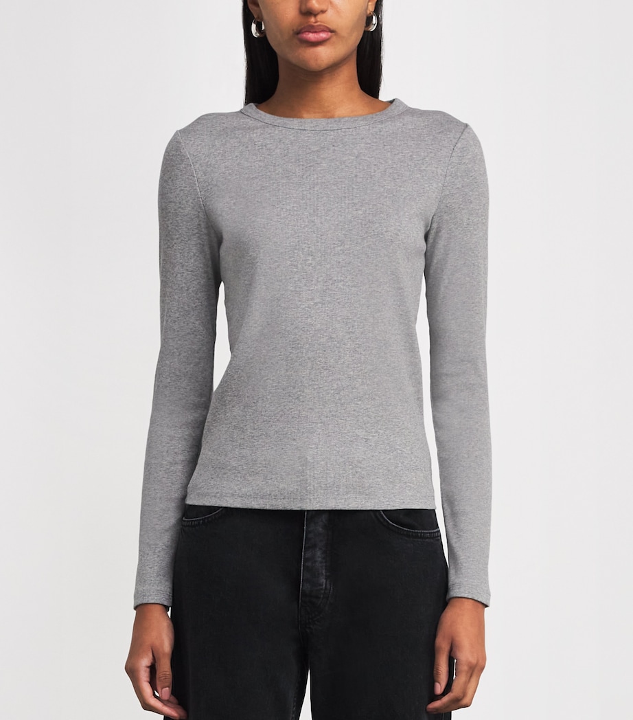 Stretch-Cotton Ribbed Ultimate T-Shirt SILVER GREY M LANGE Image 3