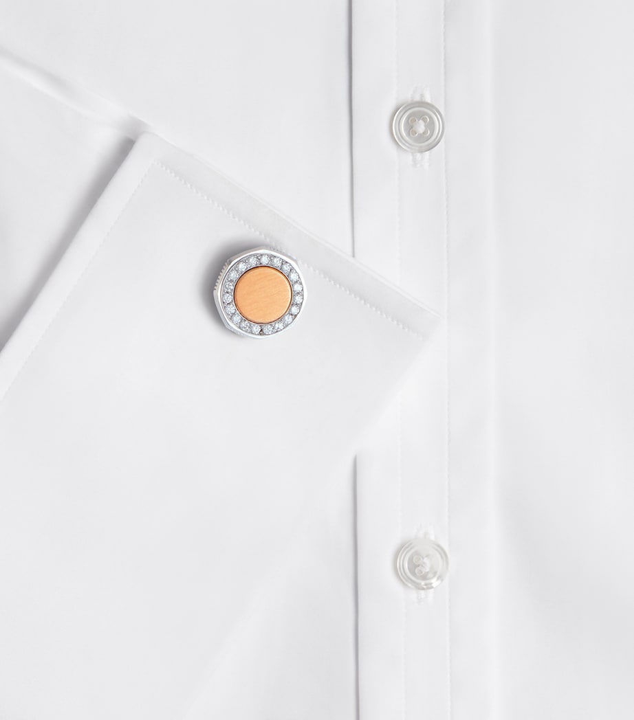 Yellow Gold, White Gold and Diamond Duke Cufflinks 711LIGHT GOLD Image 3