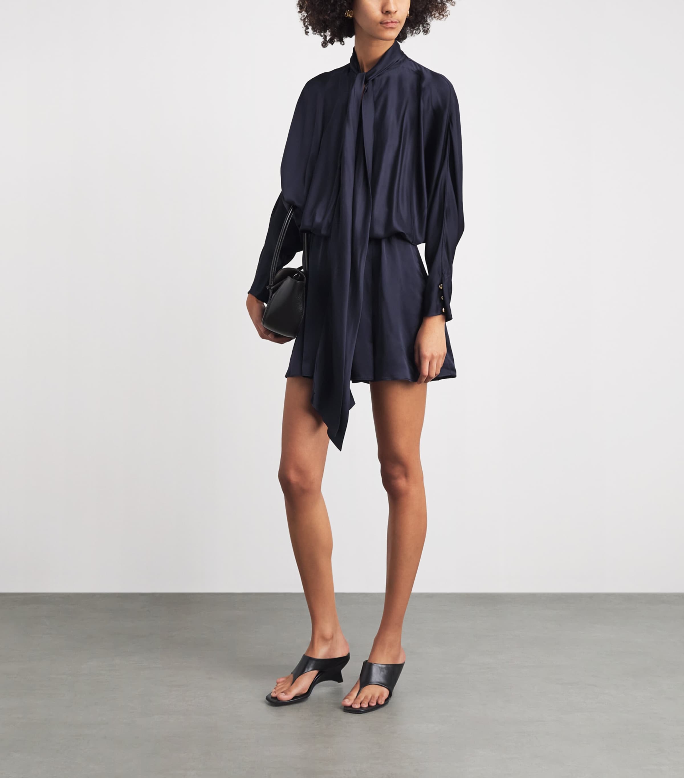 Maje Womens Satin Mini Dress Navy Image 2