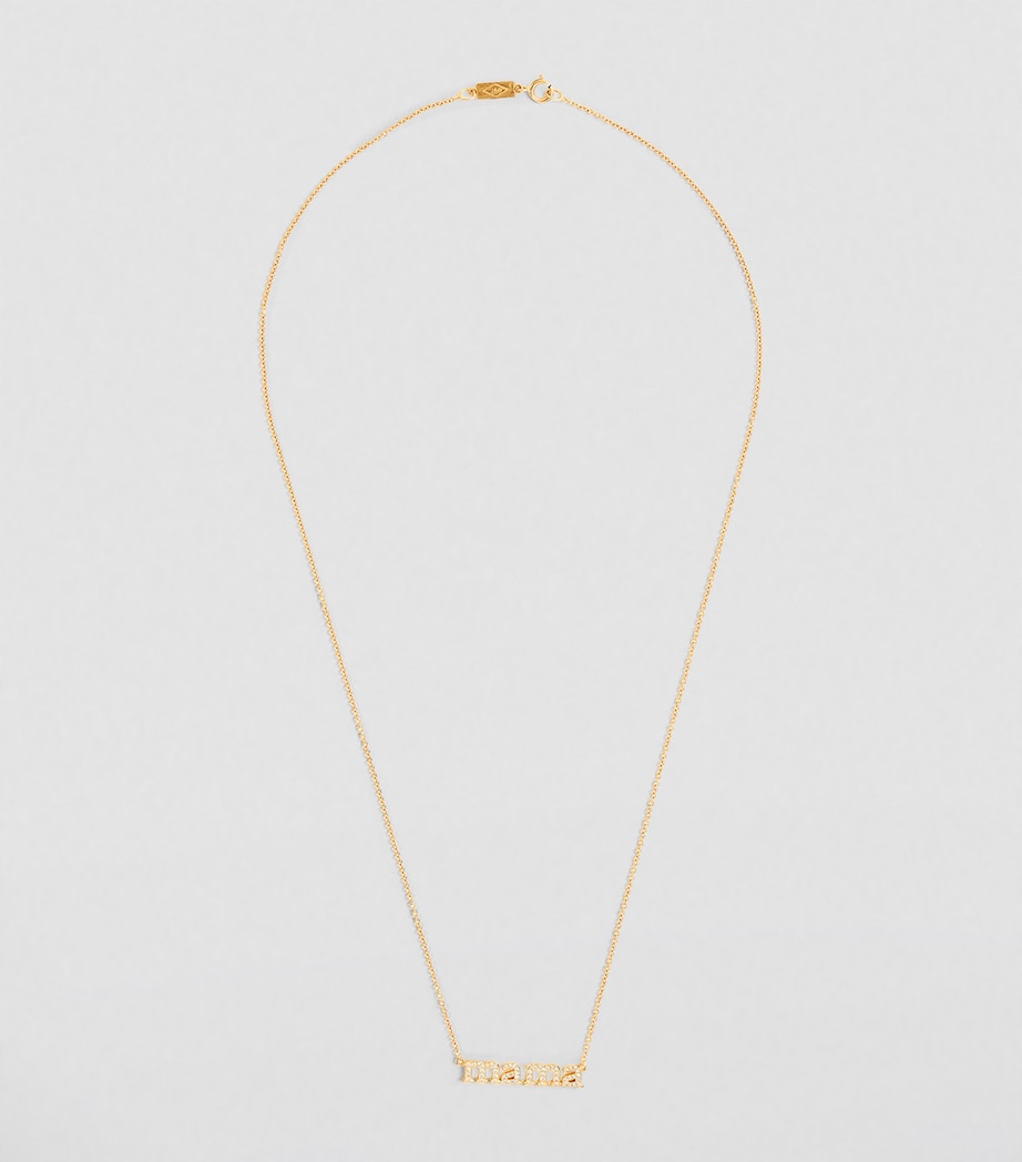 Yellow Gold and Diamond Mama Necklace YELLOW GOLD Image 2