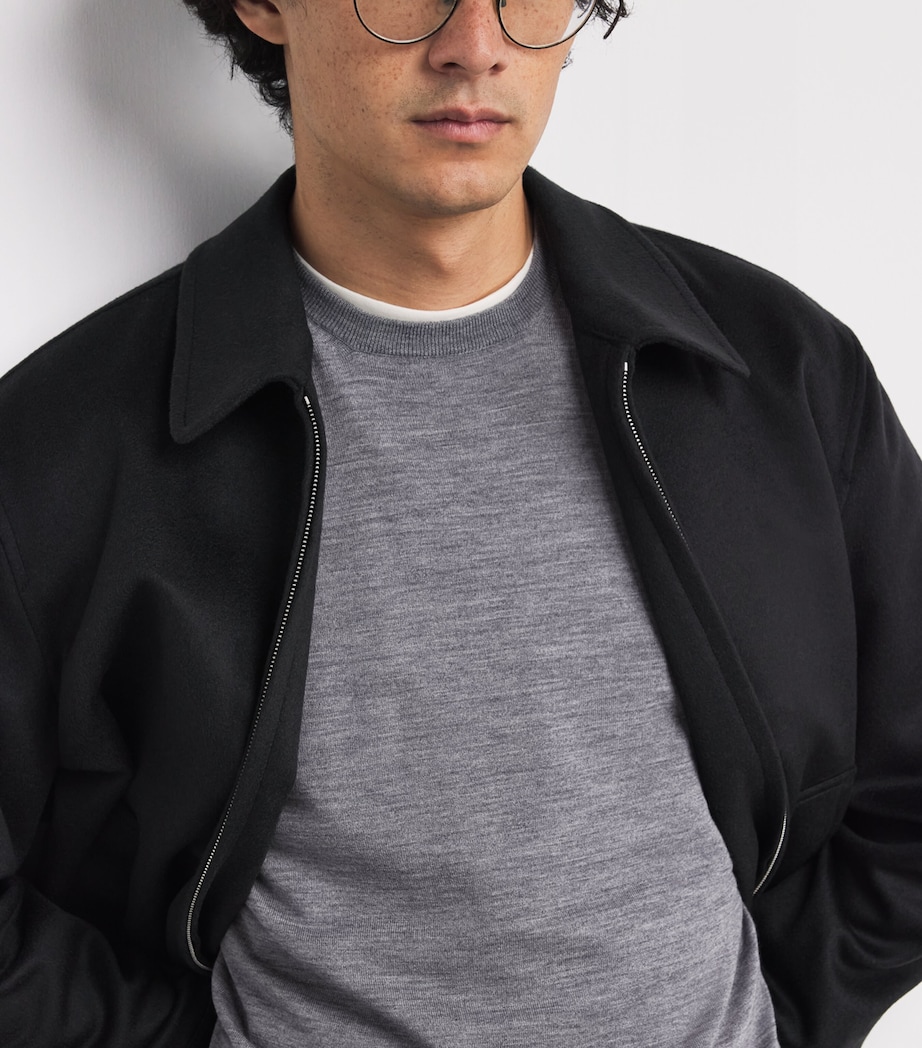 Virgin Wool Crew-Neck Sweater 930-GREY Image 6