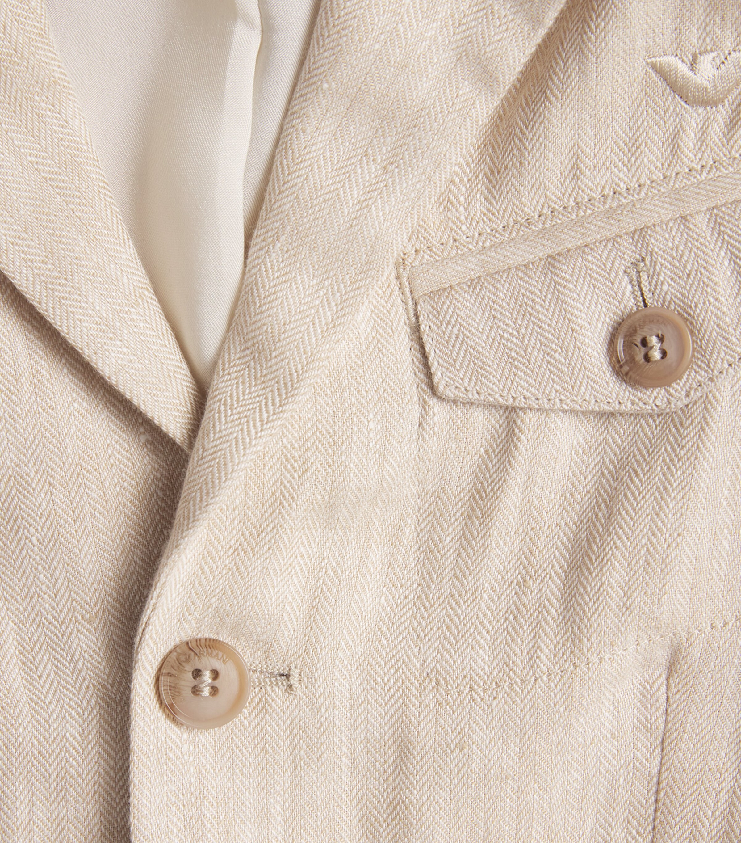 Emporio Armani Kids Linen Chevron Blazer (4-16 Years) Fant.beige Image 3