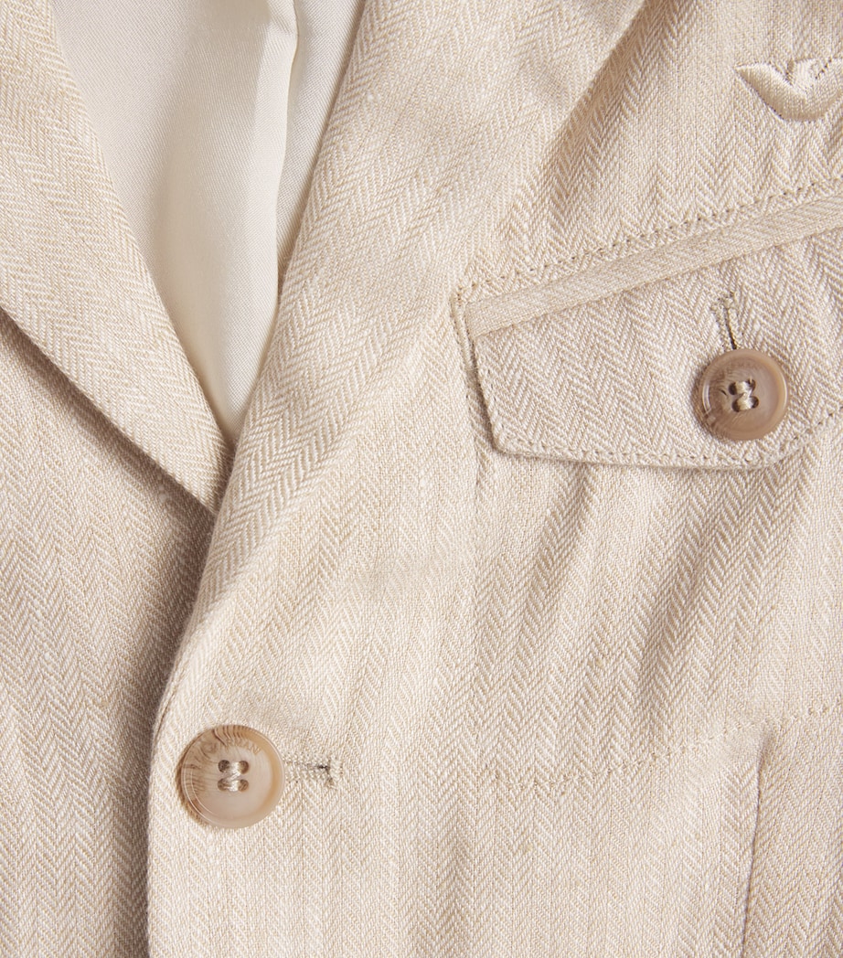 Emporio Armani Kids Linen Chevron Blazer (4-16 Years) Fant.beige Image 3