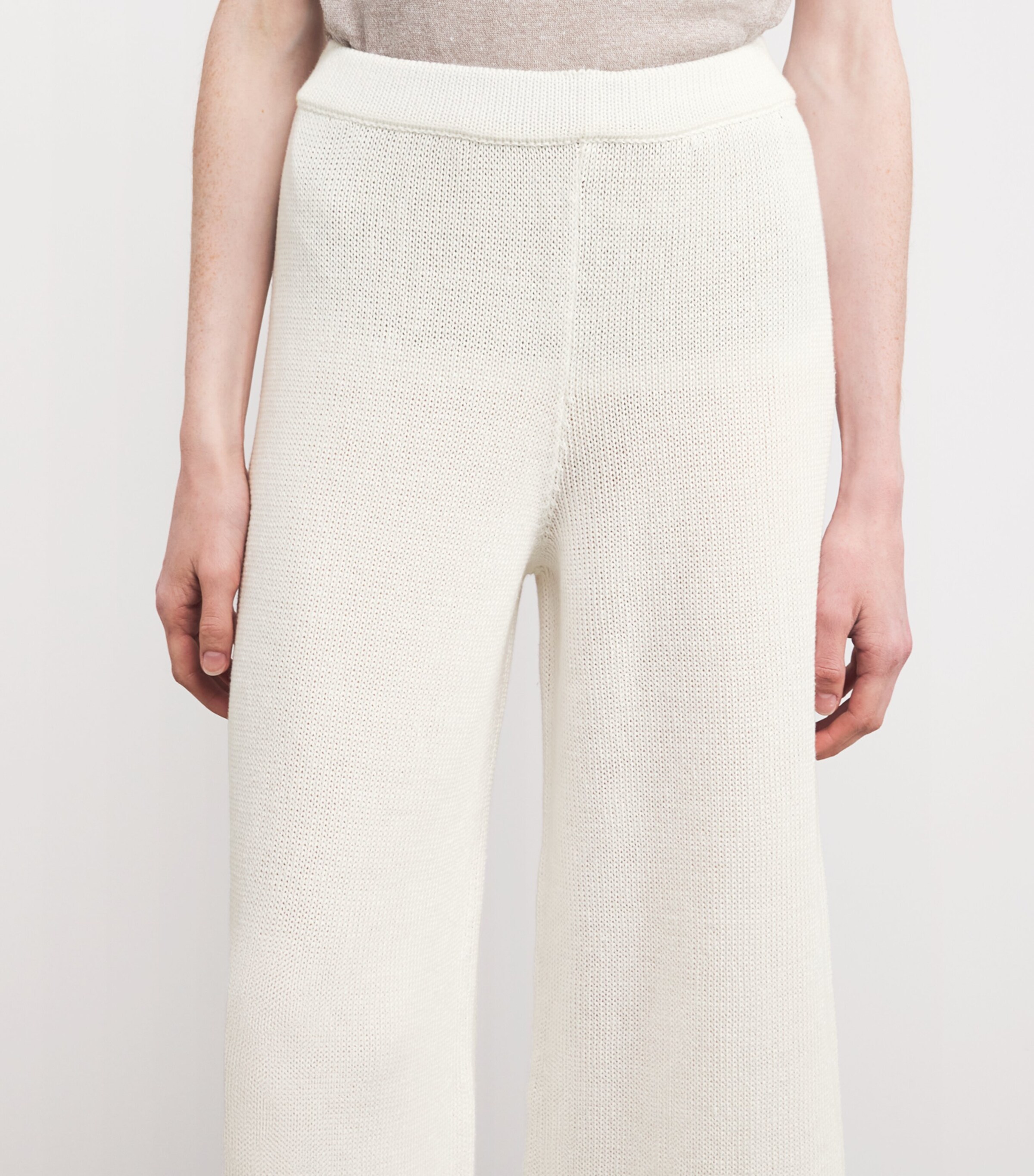 Iris Von Arnim Womens Knitted Payten Wide-Leg Trousers Off White Image 6