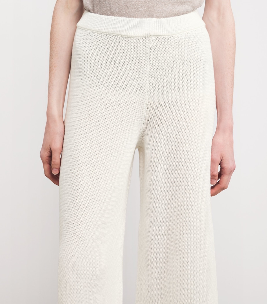 Iris Von Arnim Womens Knitted Payten Wide-Leg Trousers Off White Image 6