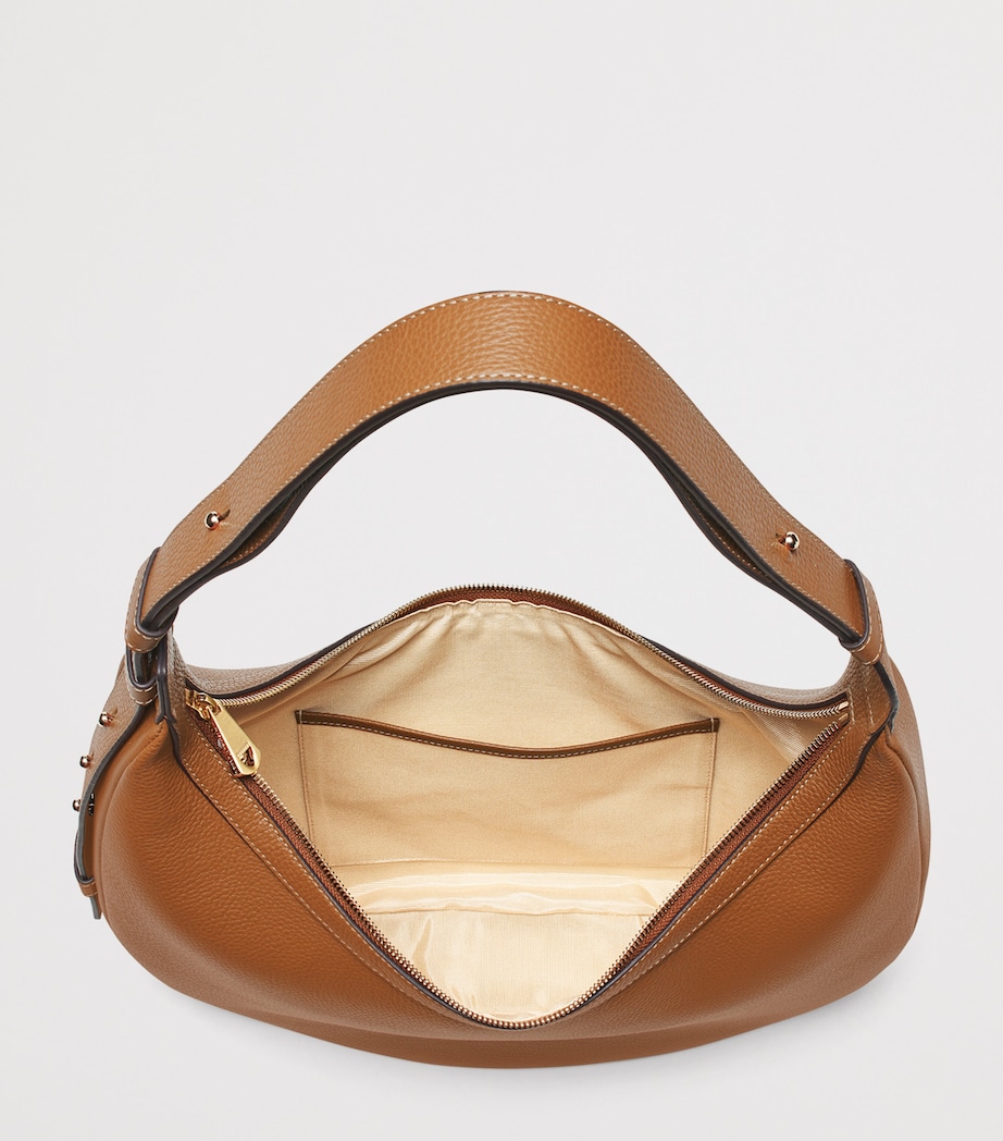 Leather Hudson Crescent Cross-Body Bag TAN Image 5