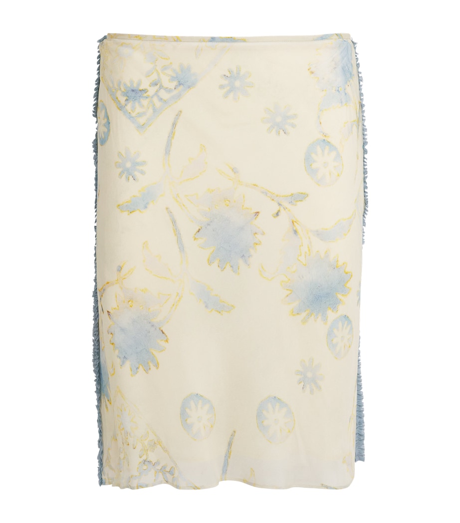 SIR. Womens Satin Floral Cecile Midi Skirt Eira Butter Image 1