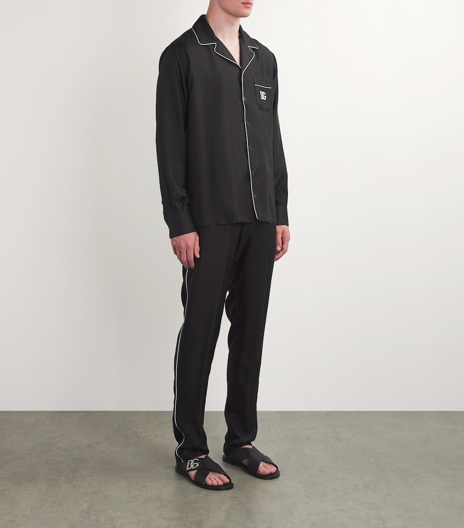 Leather Logo Cross-Strap Sandals 80999-BLACK Image 2