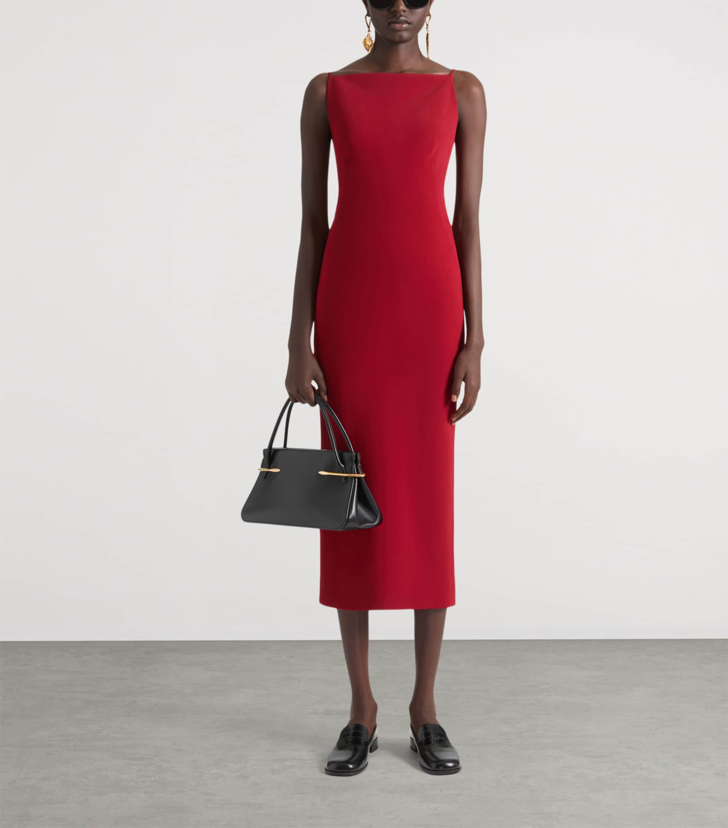 Sliced Kick-Back Midi Dress DARK RED Image 2